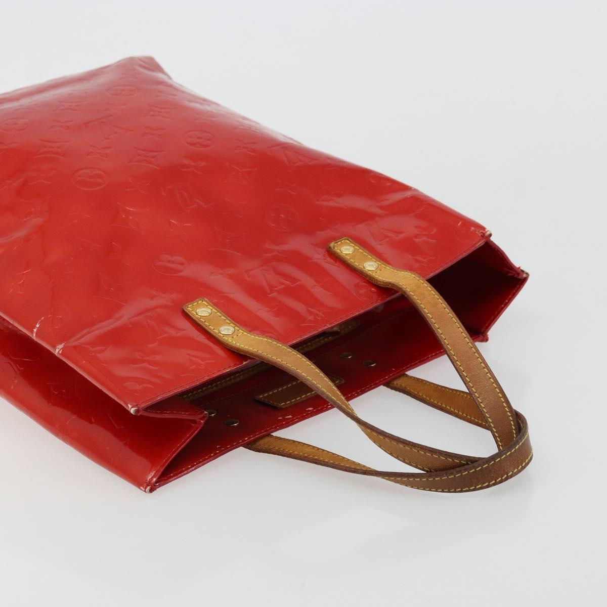 LOUIS VUITTON Monogram Vernis Reade MM Hand Bag Red Rouge M91086 LV Auth 179101