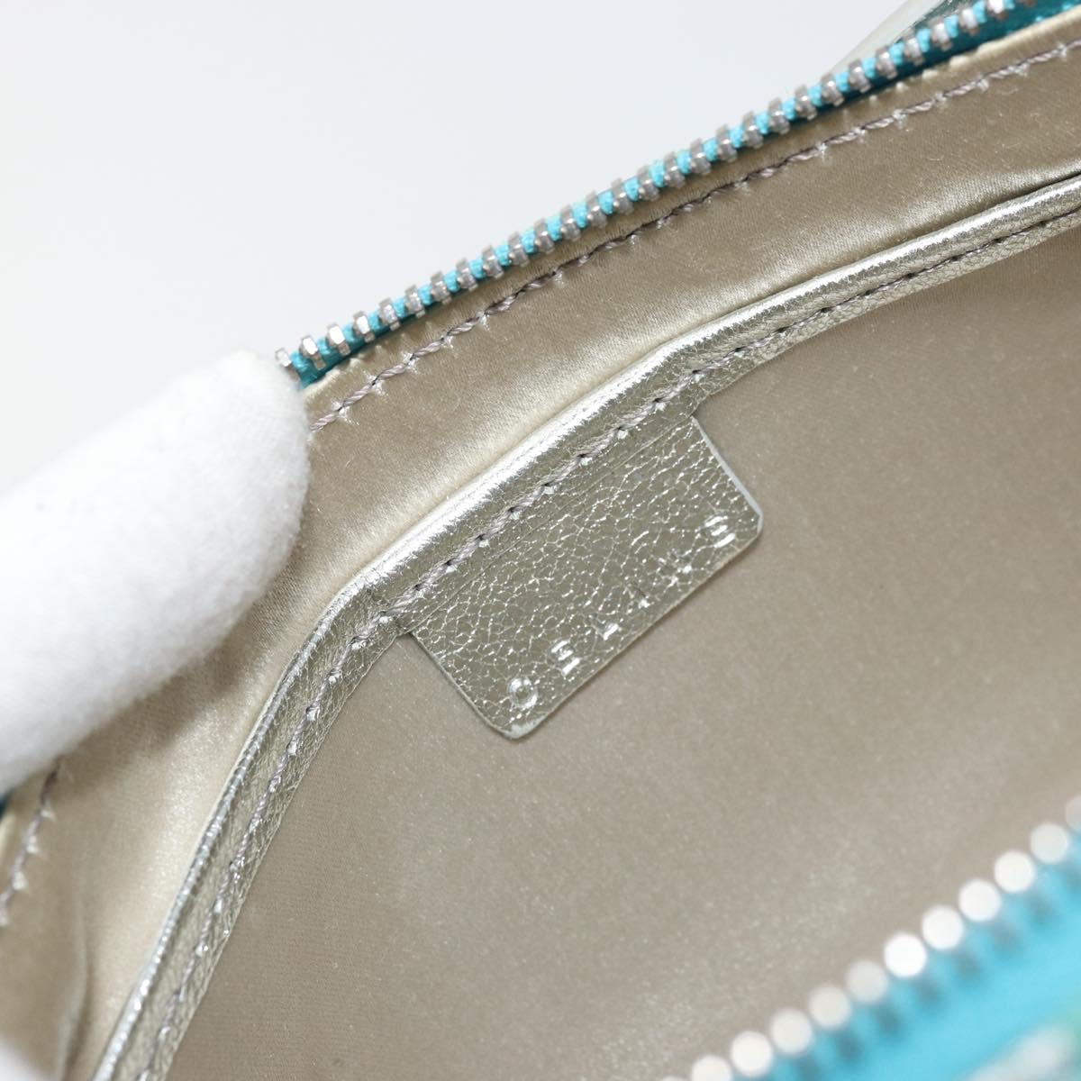 CELINE Shoulder Bag Suede Silver Turquoise Blue Auth 179104A