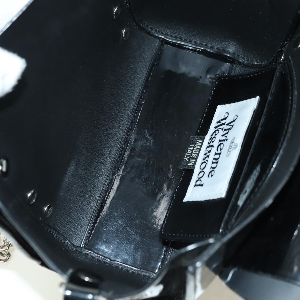 Vivienne Westwood Chain Betty Bag Patent leather 2way Black Silver Auth 179105V