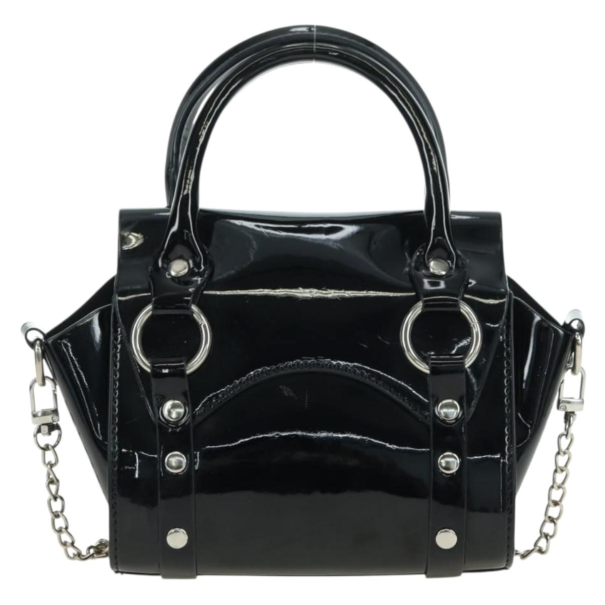 Vivienne Westwood Chain Betty Bag Patent leather 2way Black Silver Auth 179105V