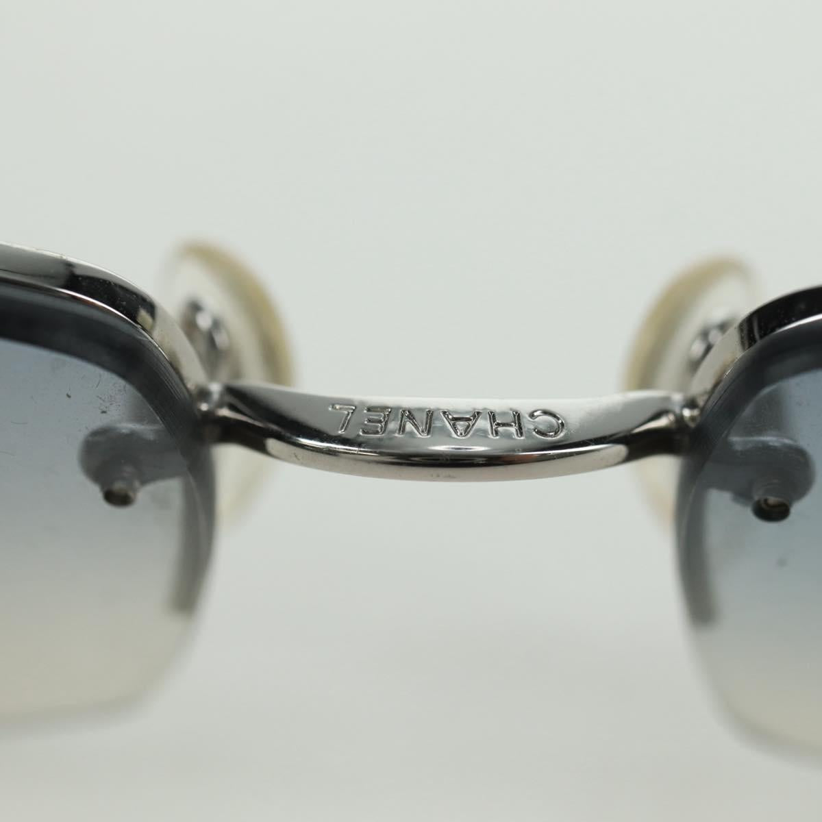 CHANEL COCO Mark Sunglasses metal Silver tone CC Auth 179115V