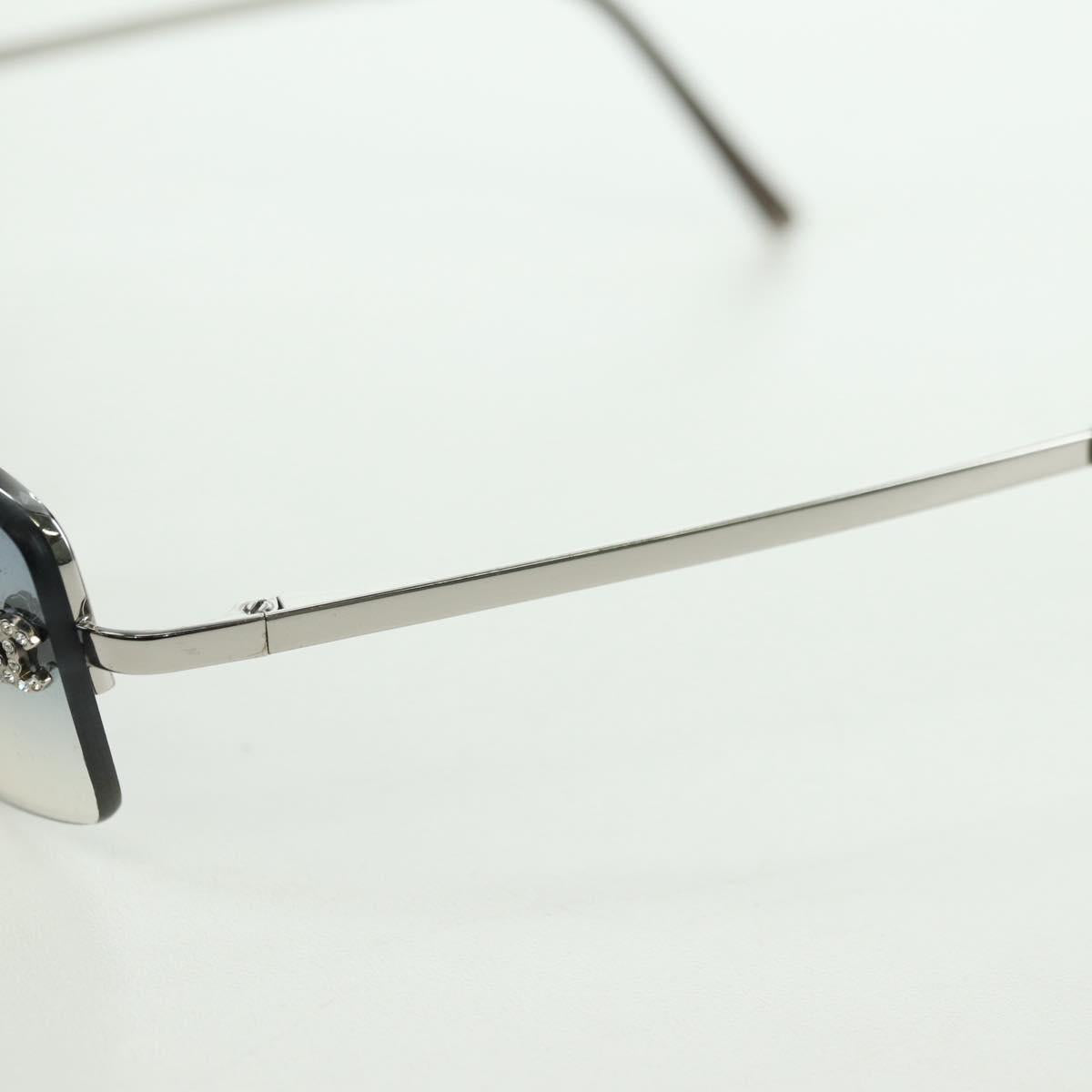 CHANEL COCO Mark Sunglasses metal Silver tone CC Auth 179115V