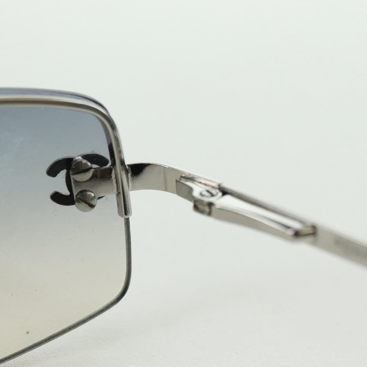 CHANEL COCO Mark Sunglasses metal Silver tone CC Auth 179115V