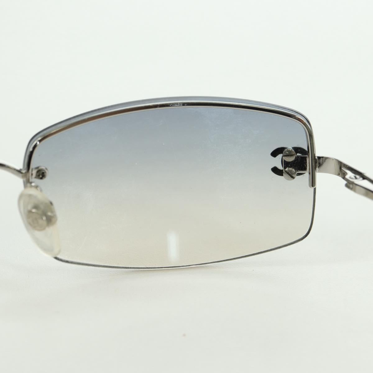 CHANEL COCO Mark Sunglasses metal Silver tone CC Auth 179115V
