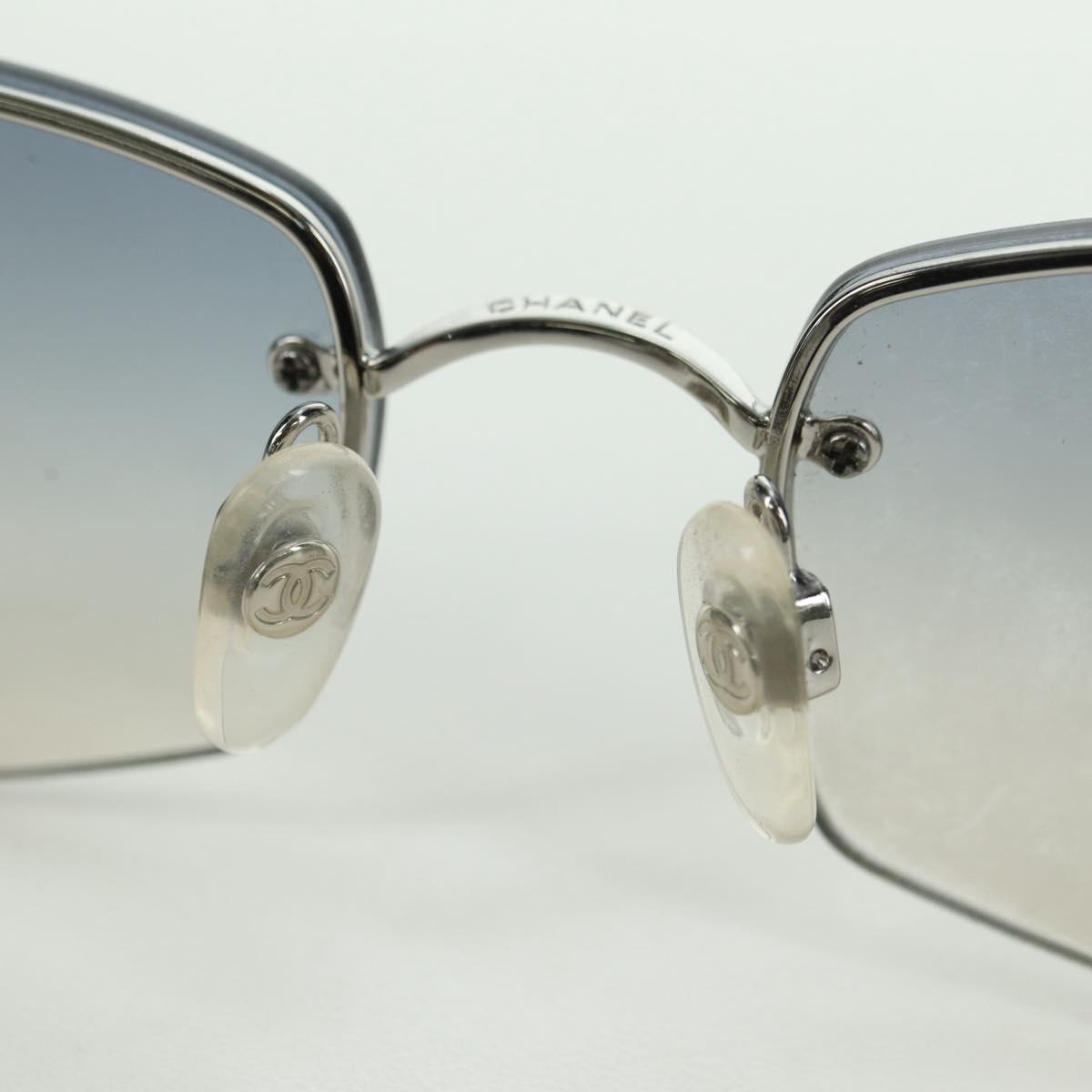 CHANEL COCO Mark Sunglasses metal Silver tone CC Auth 179115V