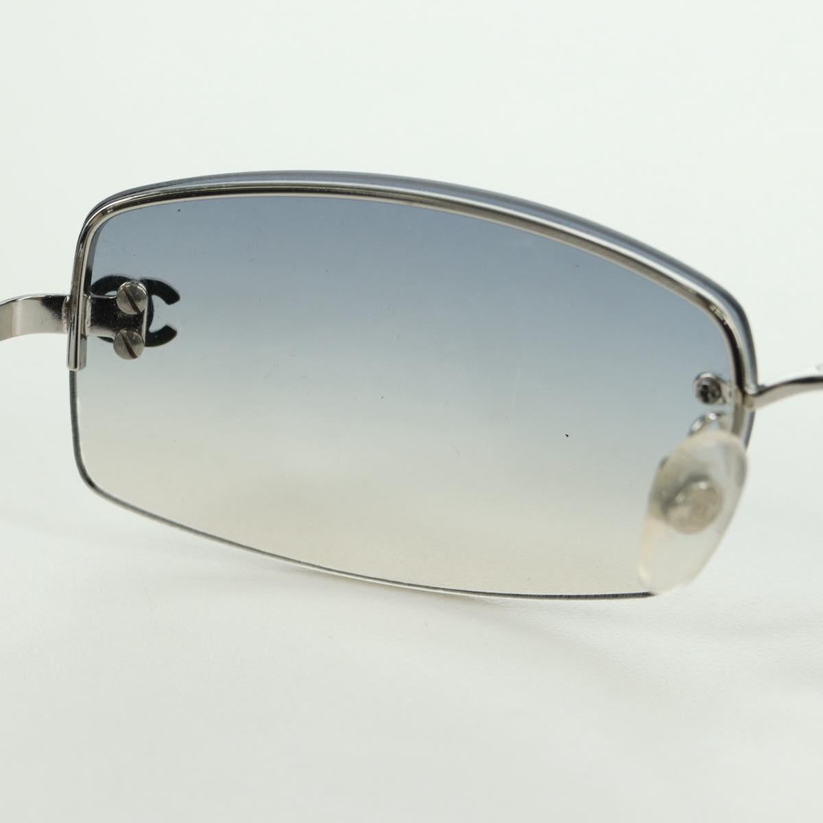 CHANEL COCO Mark Sunglasses metal Silver tone CC Auth 179115V