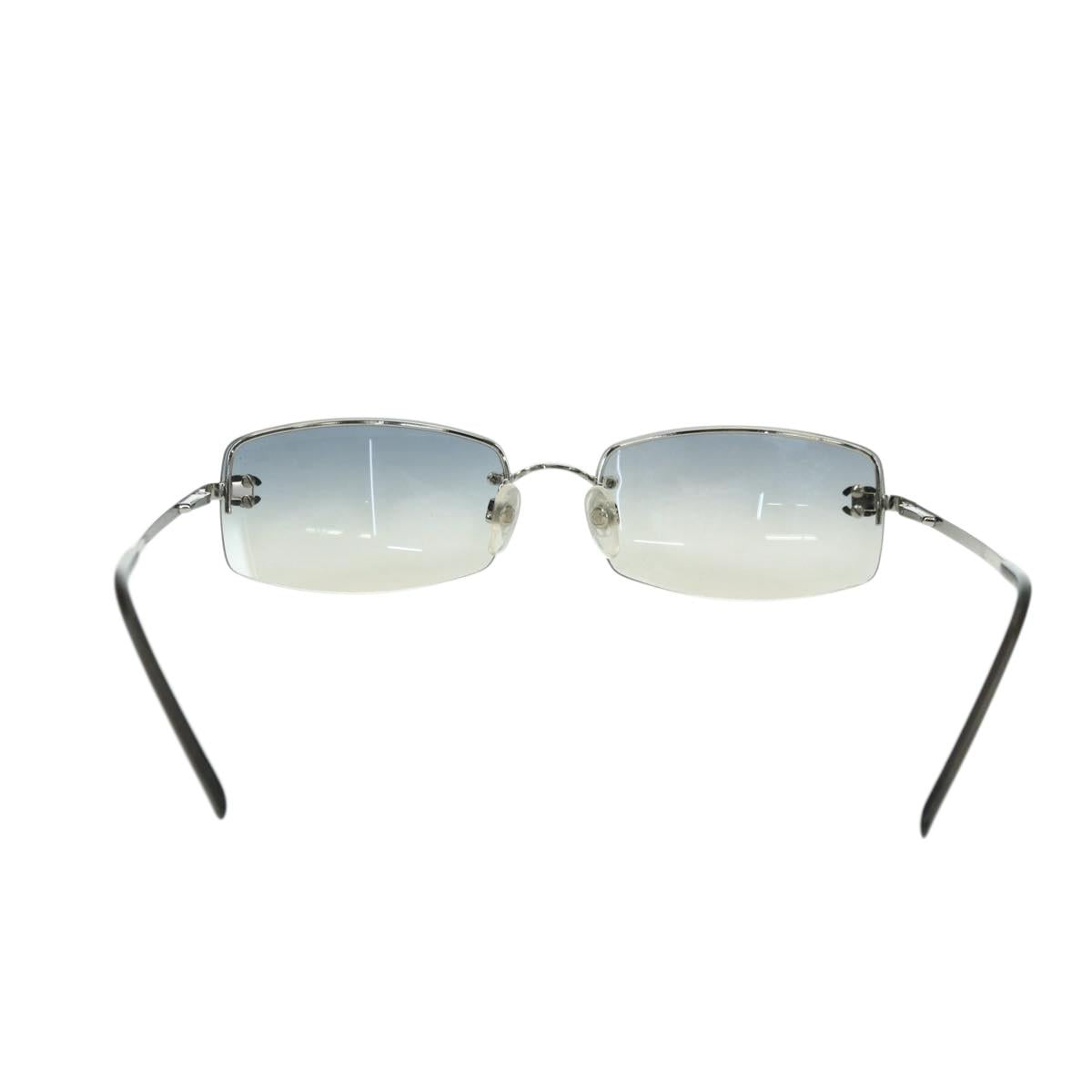 CHANEL COCO Mark Sunglasses metal Silver tone CC Auth 179115V