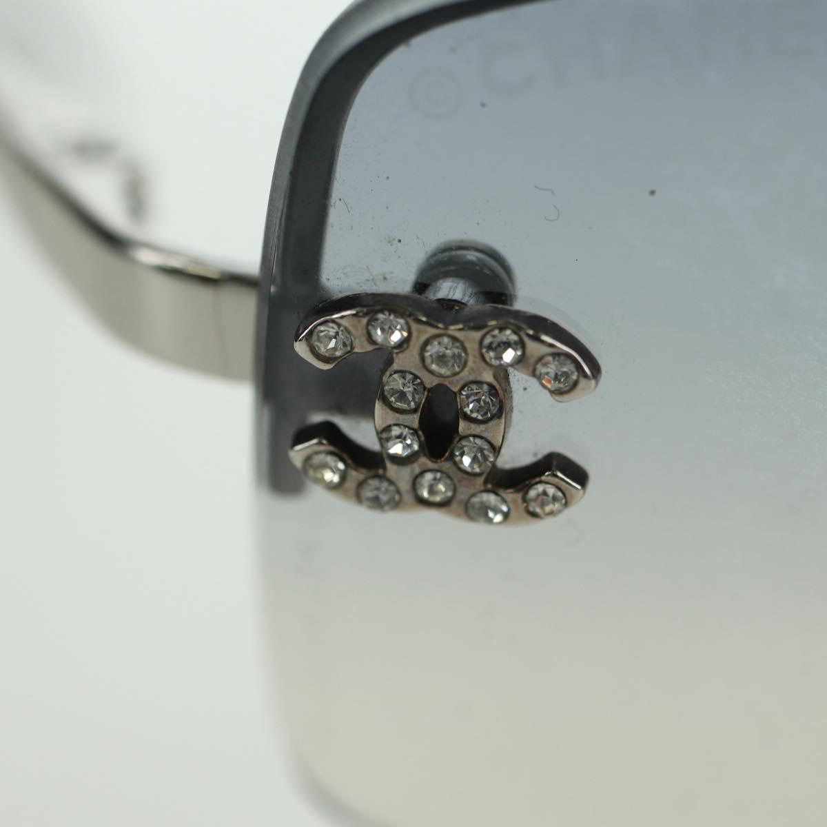 CHANEL COCO Mark Sunglasses metal Silver tone CC Auth 179115V