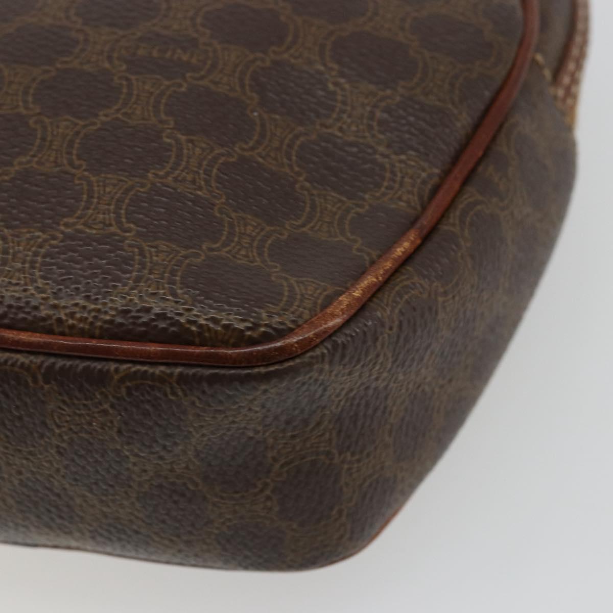 CELINE Macadam Canvas Shoulder Bag PVC Leather Brown Gold Auth 179135