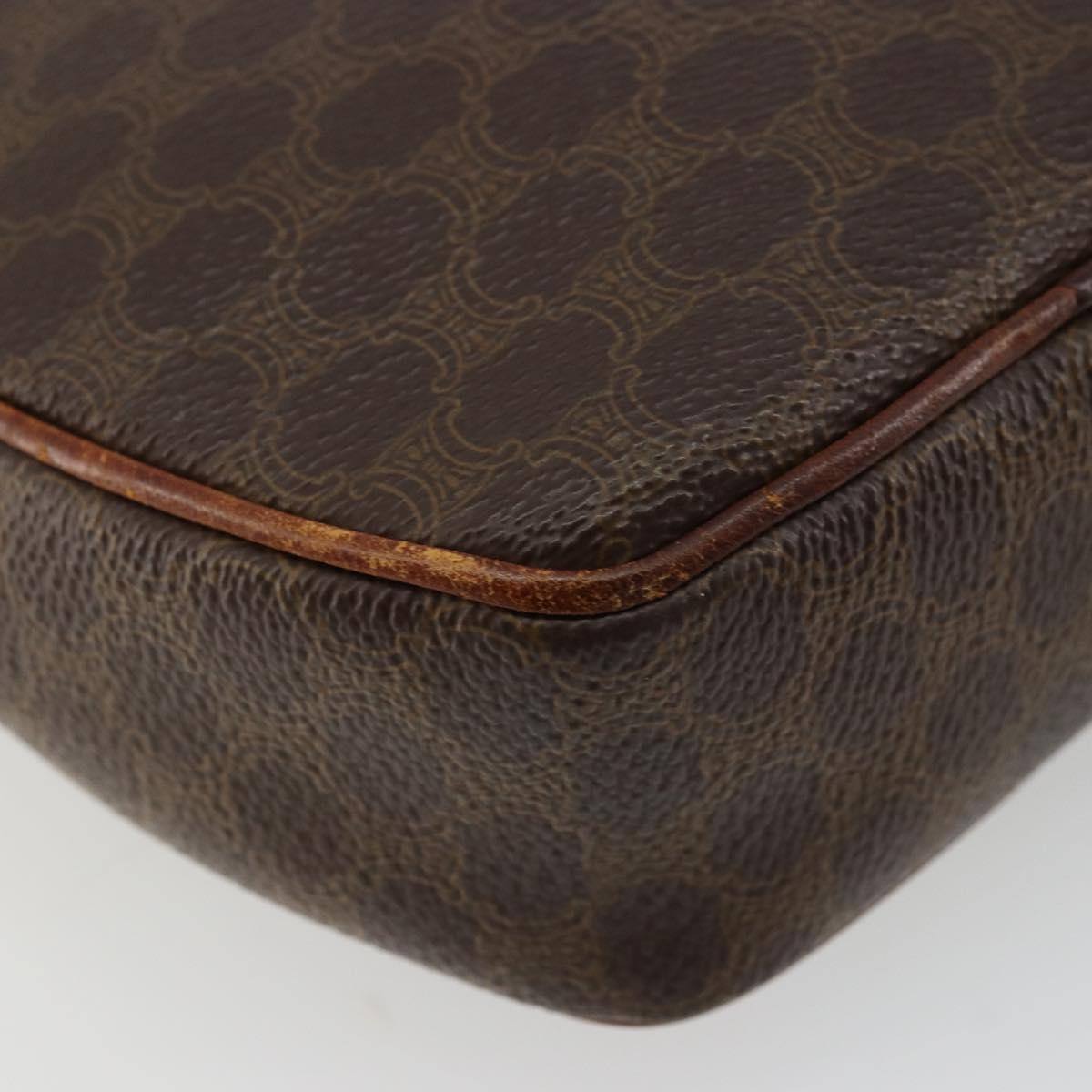 CELINE Macadam Canvas Shoulder Bag PVC Leather Brown Gold Auth 179135