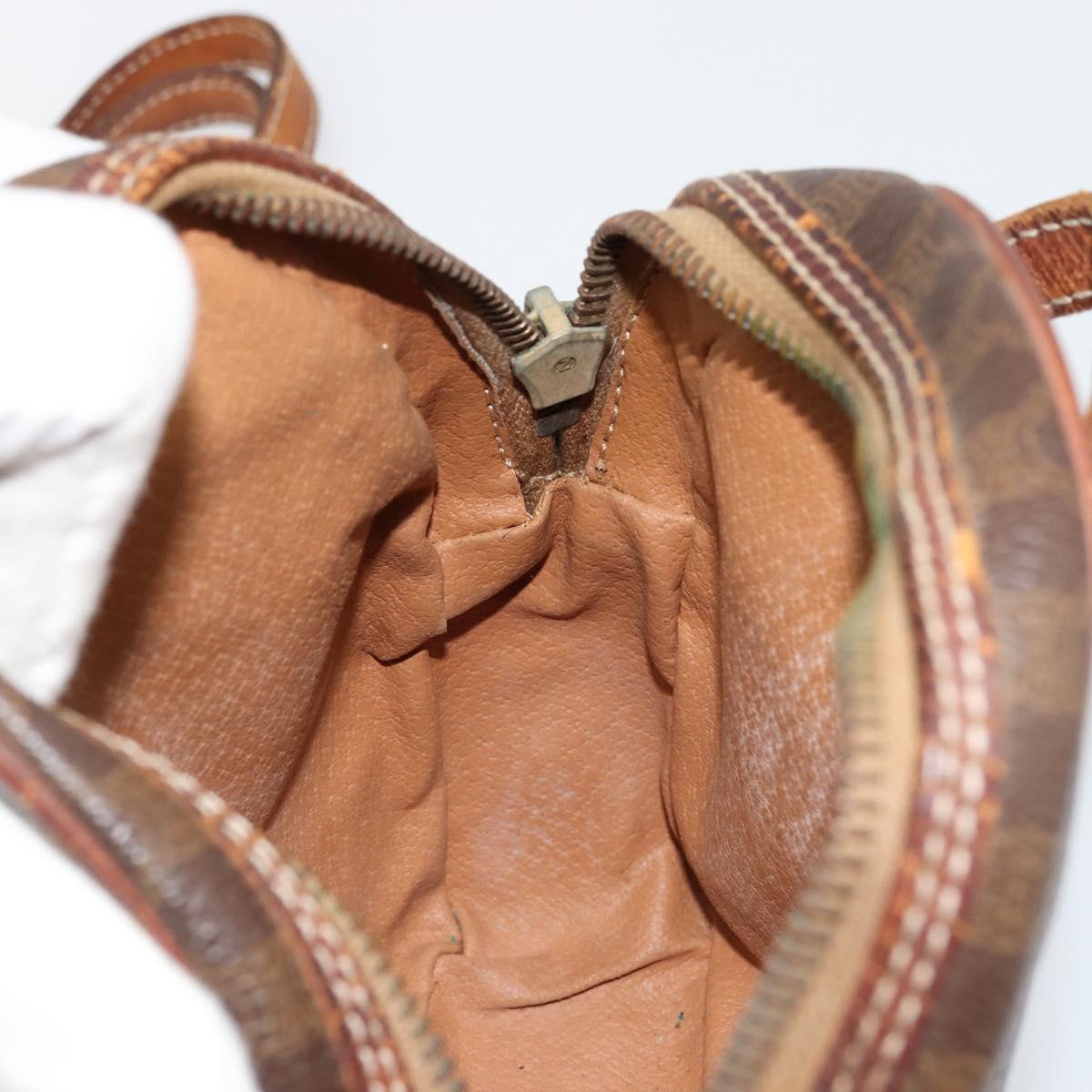 CELINE Macadam Canvas Shoulder Bag PVC Leather Brown Gold Auth 179135