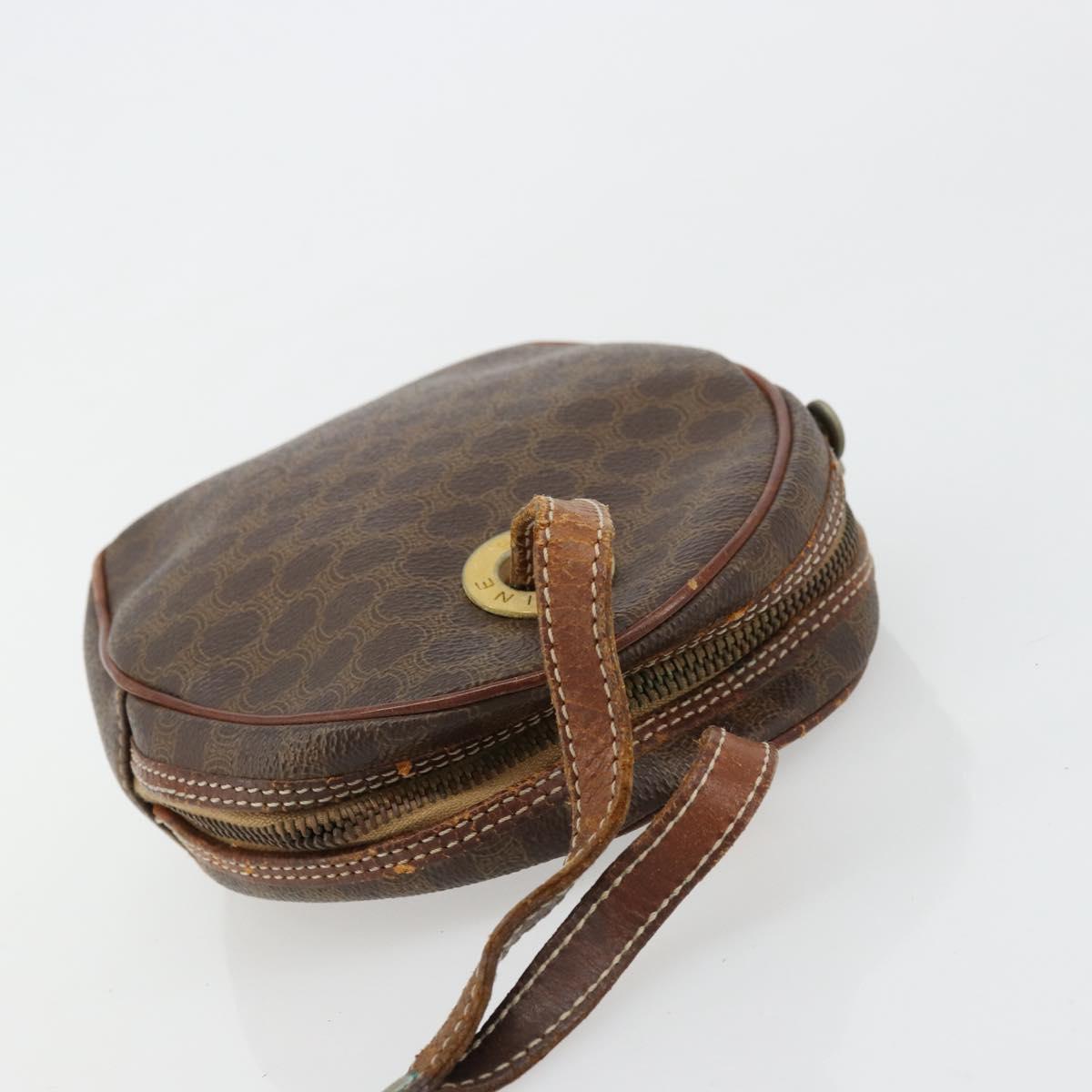 CELINE Macadam Canvas Shoulder Bag PVC Leather Brown Gold Auth 179135