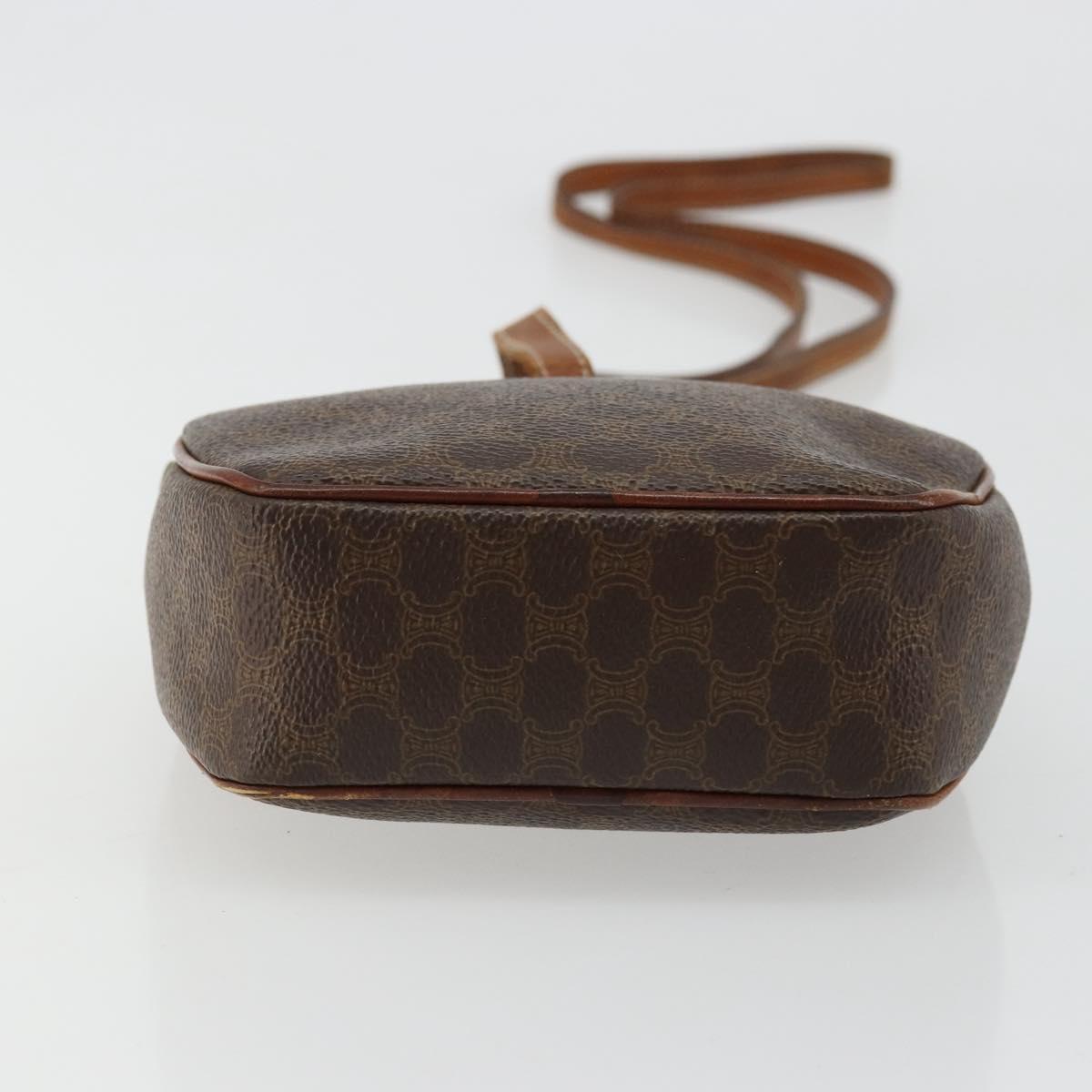 CELINE Macadam Canvas Shoulder Bag PVC Leather Brown Gold Auth 179135