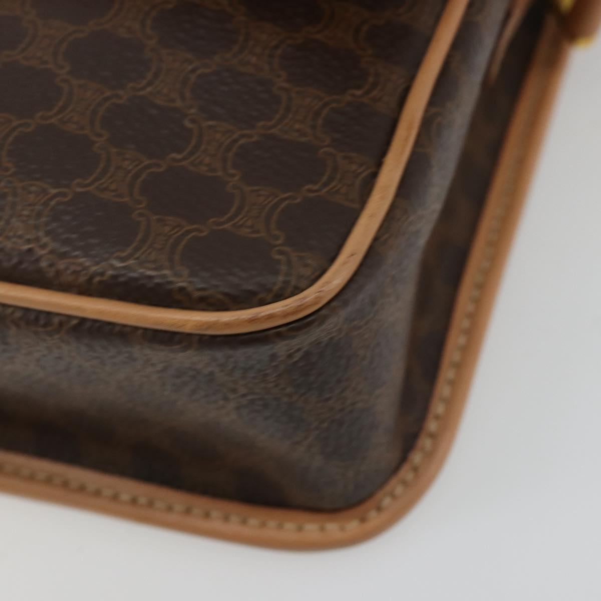 CELINE Macadam Canvas Circle Shoulder Bag PVC Leather Brown Gold Auth 179136A