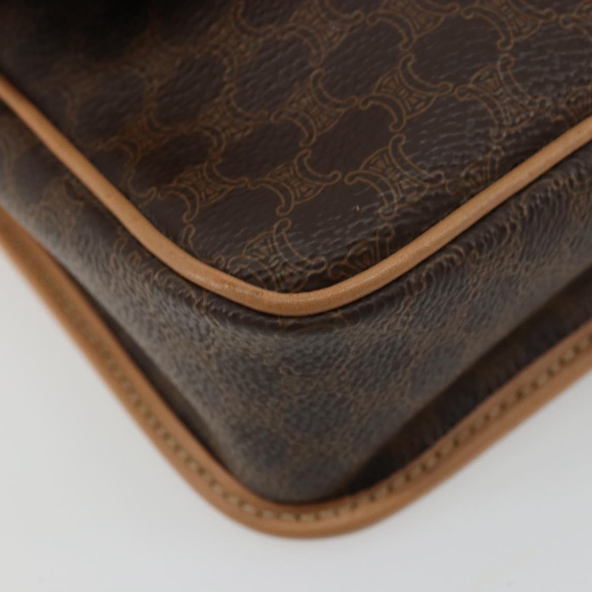 CELINE Macadam Canvas Circle Shoulder Bag PVC Leather Brown Gold Auth 179136A