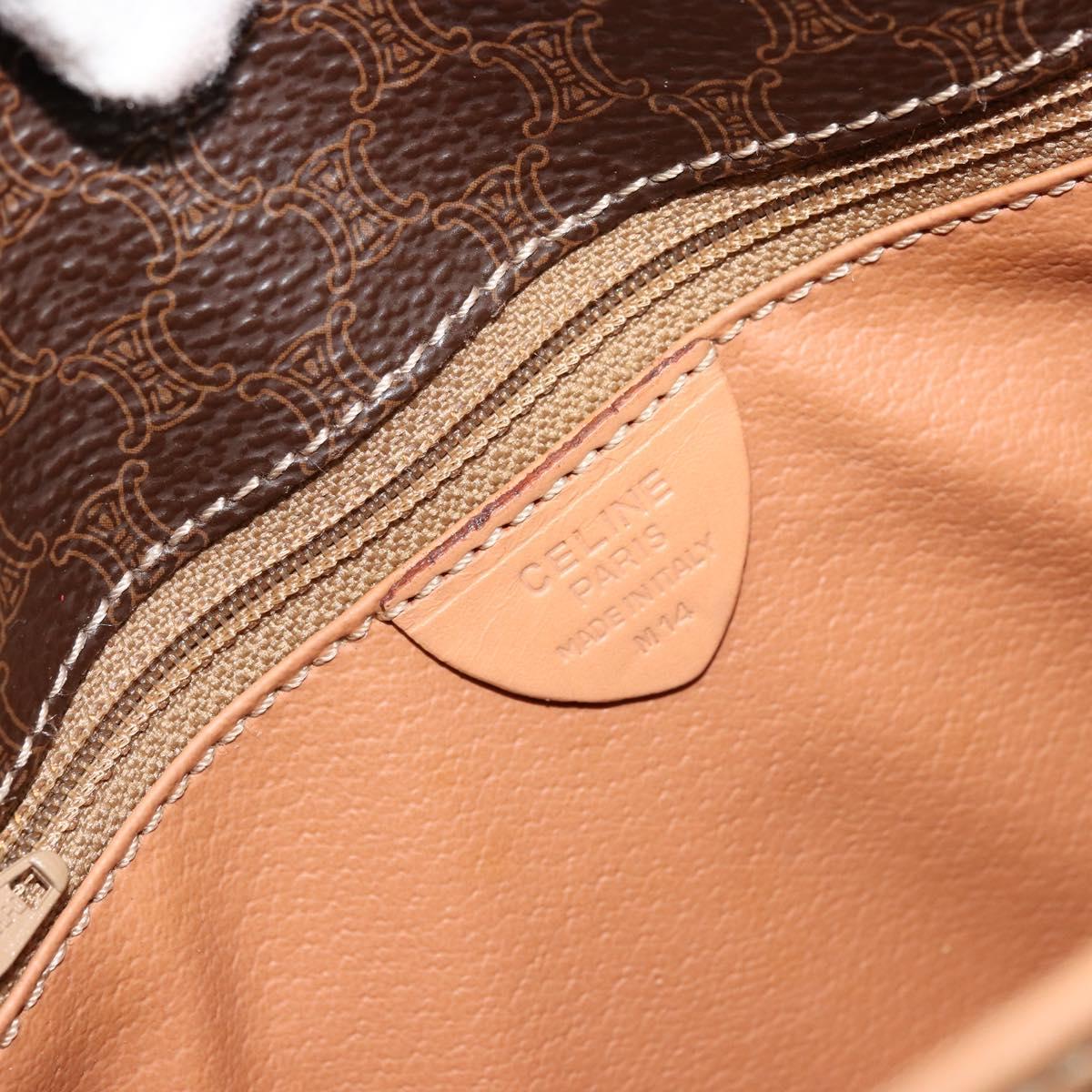 CELINE Macadam Canvas Circle Shoulder Bag PVC Leather Brown Gold Auth 179136A