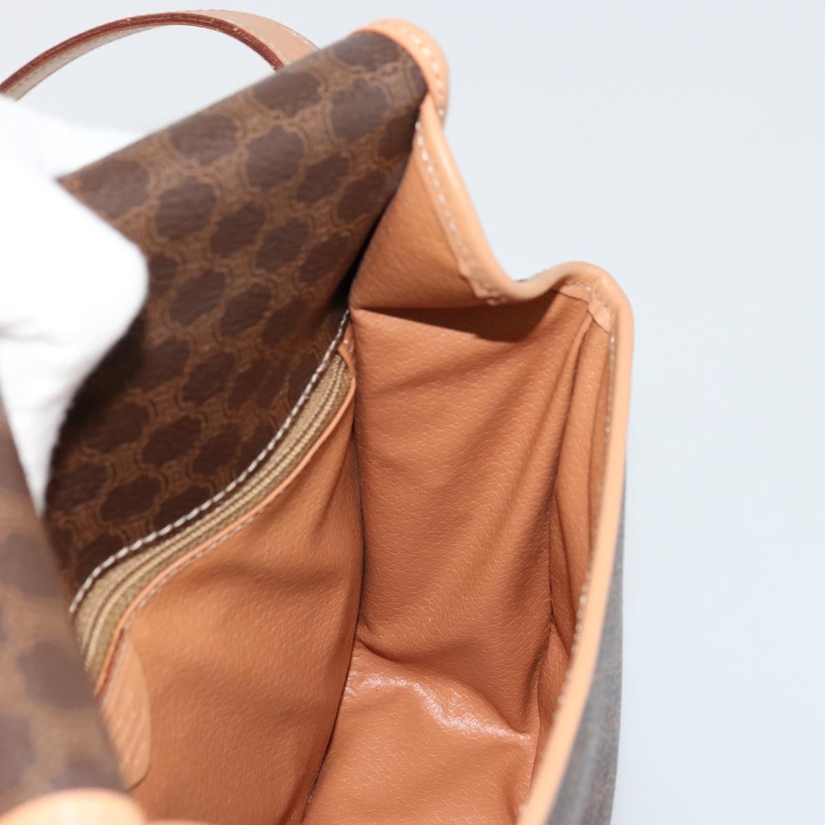 CELINE Macadam Canvas Circle Shoulder Bag PVC Leather Brown Gold Auth 179136A