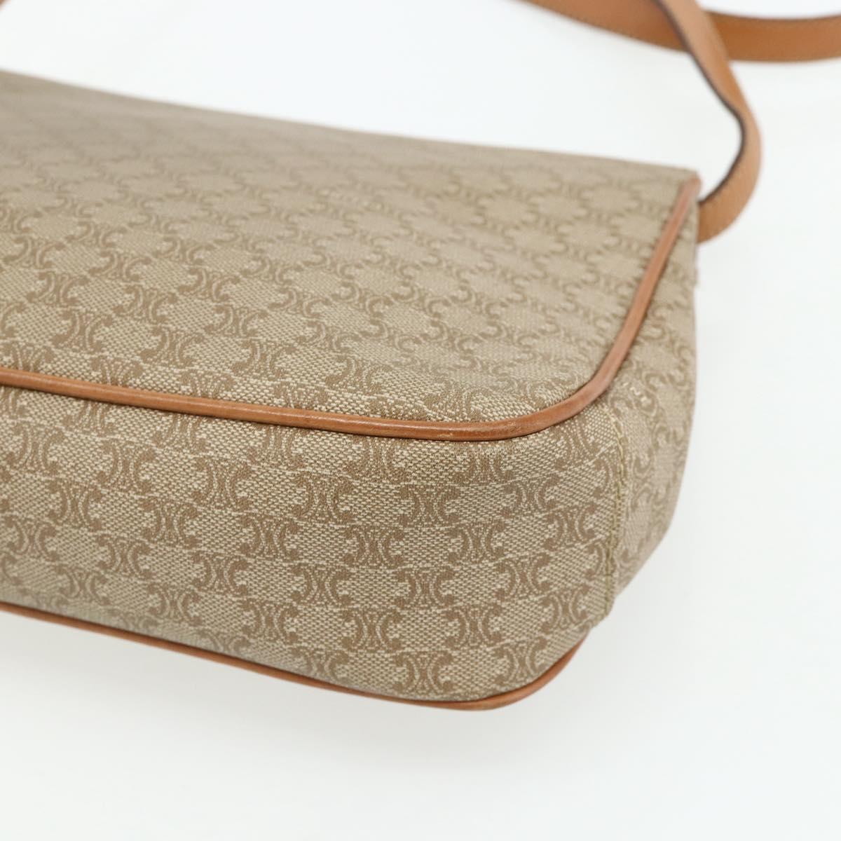 CELINE Macadam Canvas Shoulder Bag PVC Beige Gold Auth 179137
