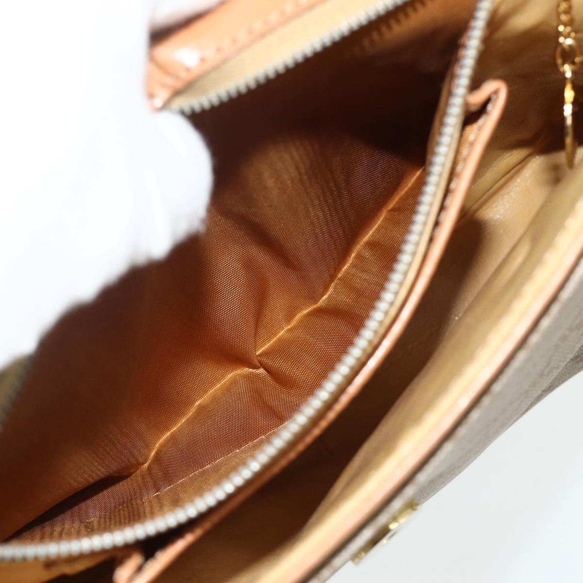 CELINE Macadam Canvas Shoulder Bag PVC Beige Gold Auth 179137