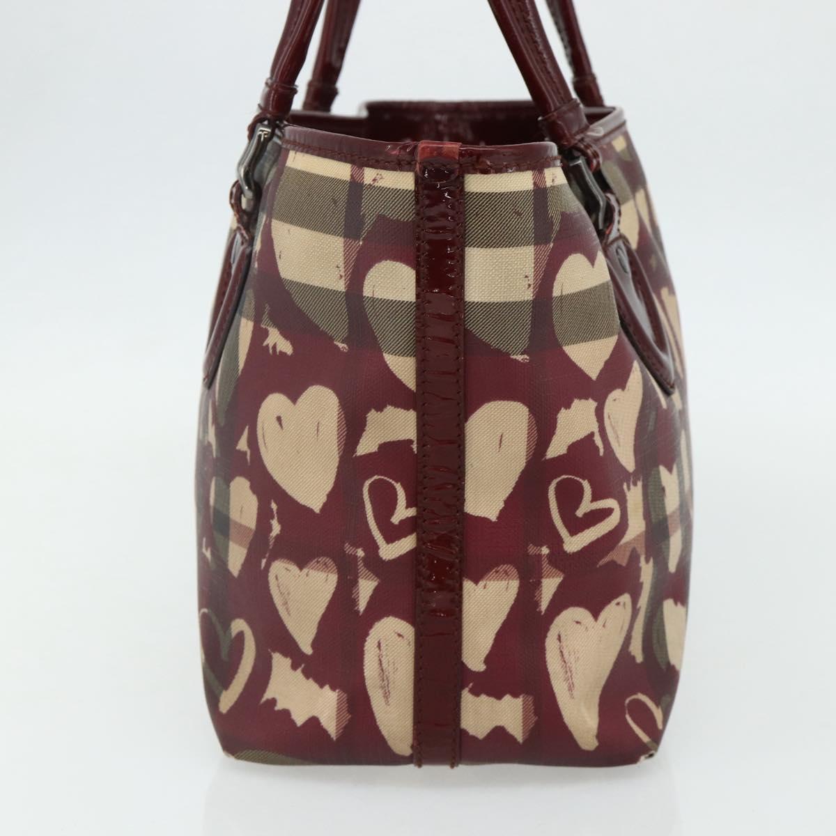 BURBERRY Tote Bag PVC Beige Silver Auth 179142