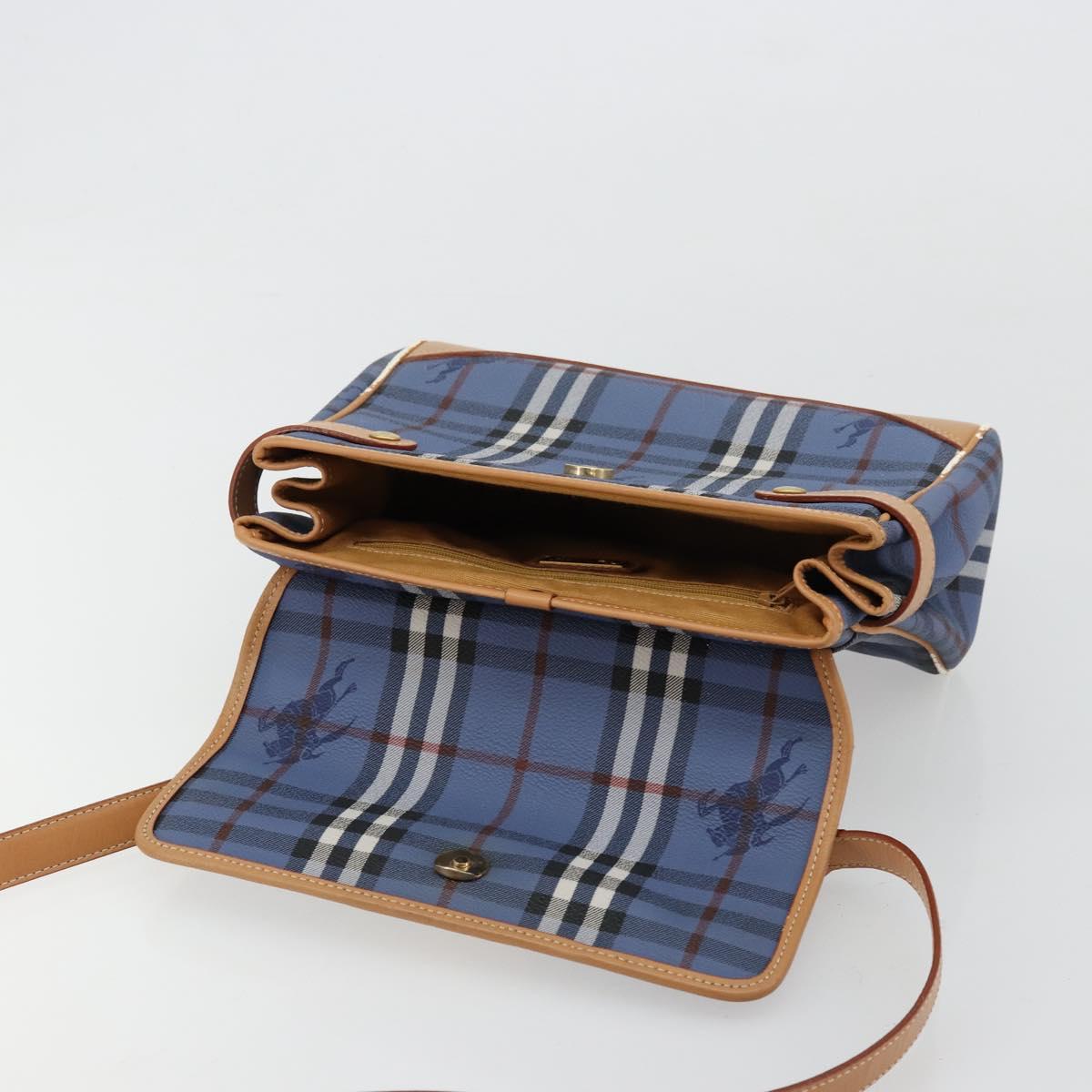 Burberrys Hand Bag PVC 2way Blue Gold Auth 179143