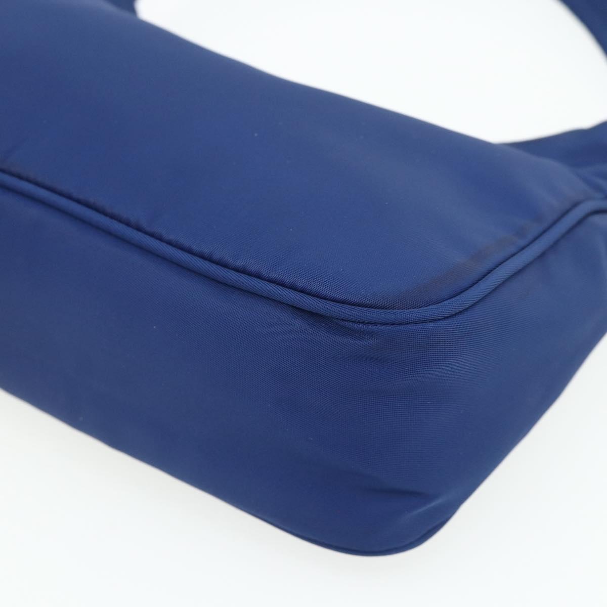 PRADA Hand Pouch Nylon Blue Silver Auth 179144A