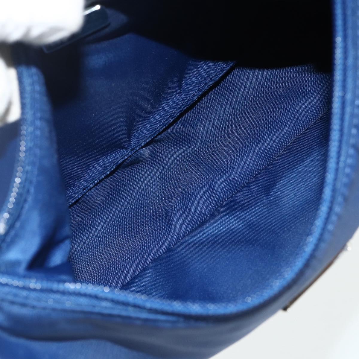 PRADA Hand Pouch Nylon Blue Silver Auth 179144A