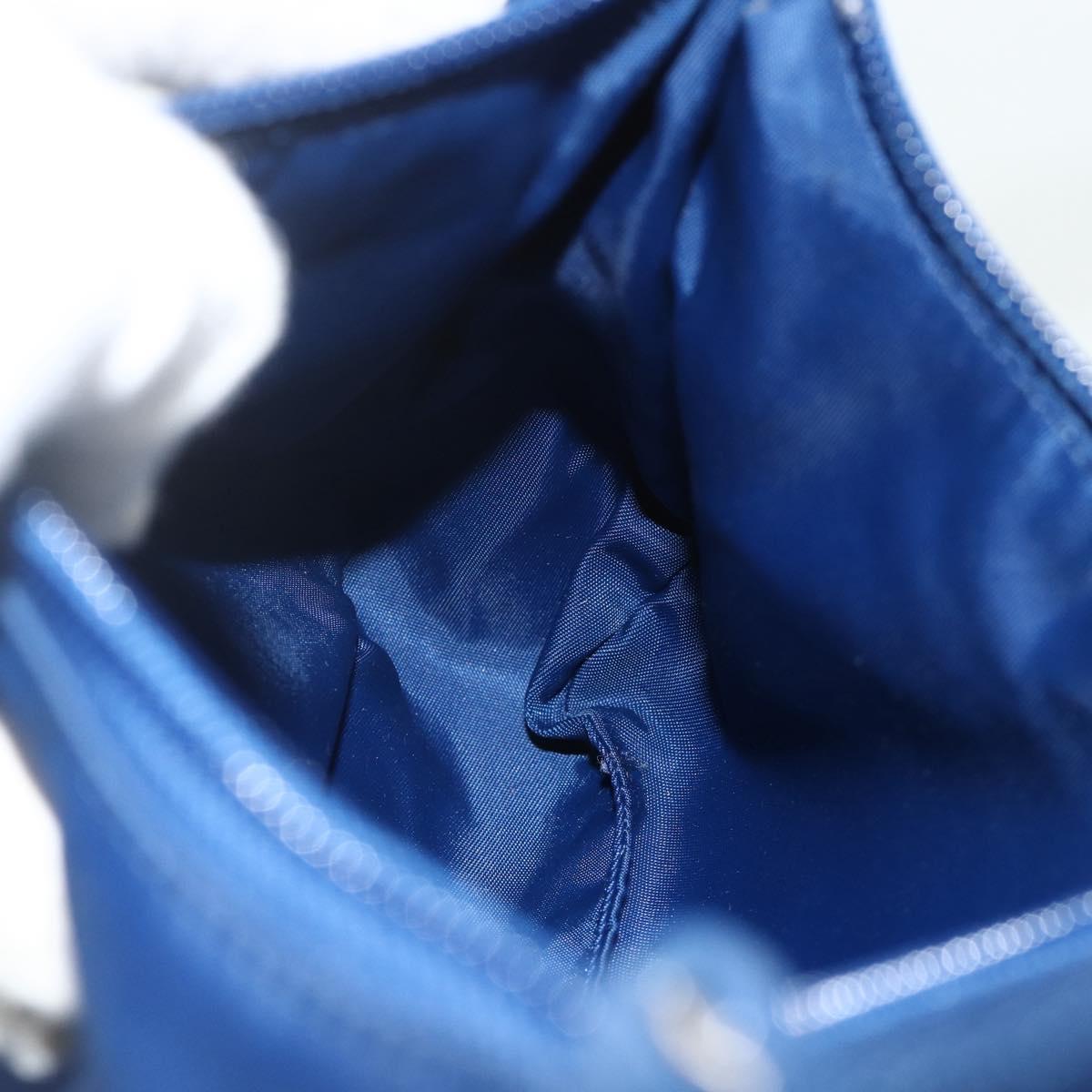 PRADA Hand Pouch Nylon Blue Silver Auth 179144A