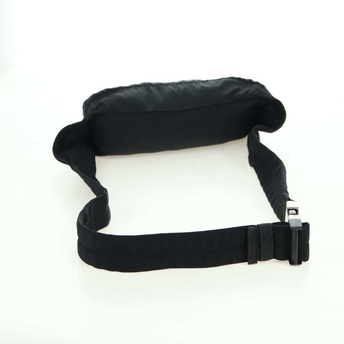 PRADA Body Bag Nylon Black Silver Auth 179145A