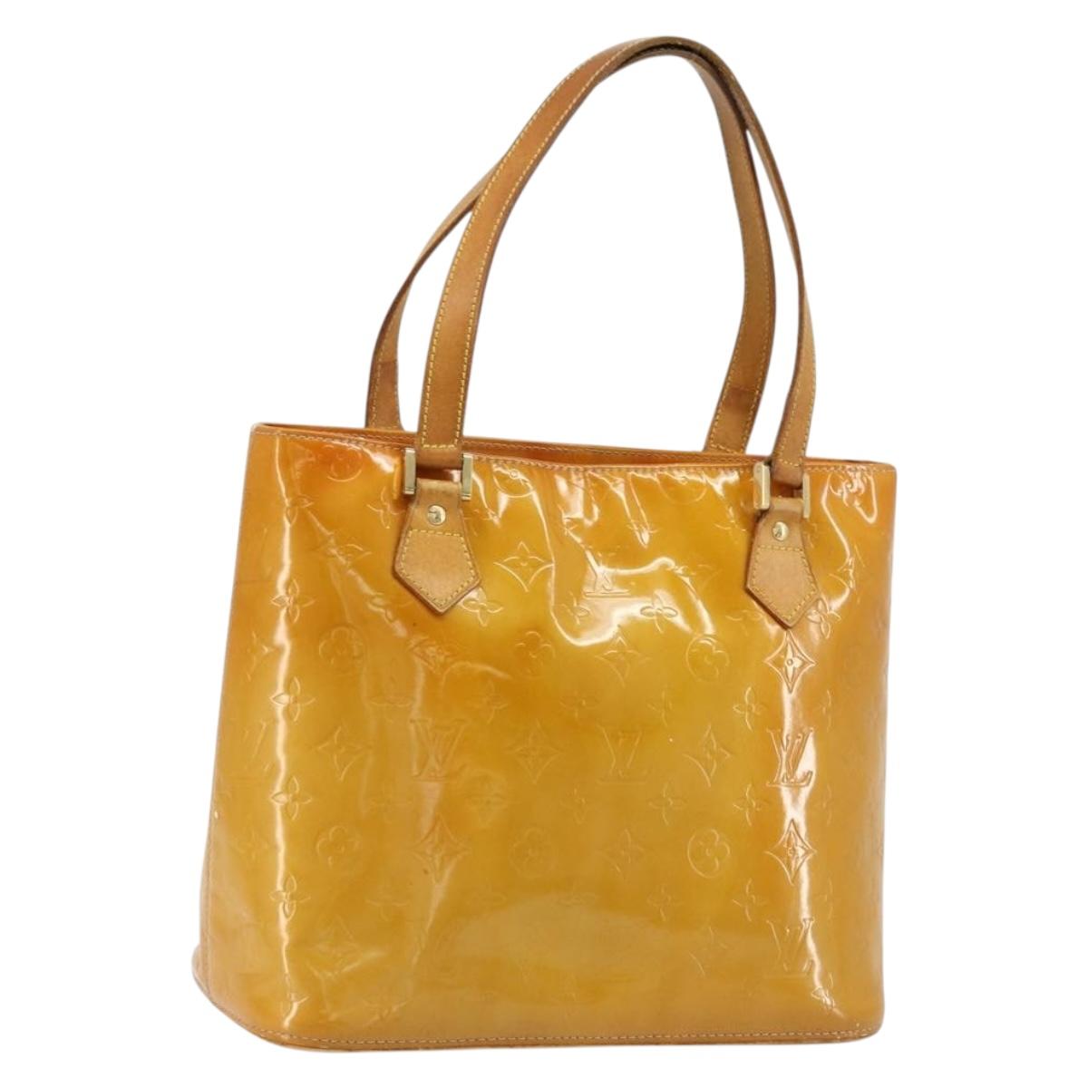 LOUIS VUITTON Monogram Vernis Houston Hand Bag Beige M91004 LV Auth 179150