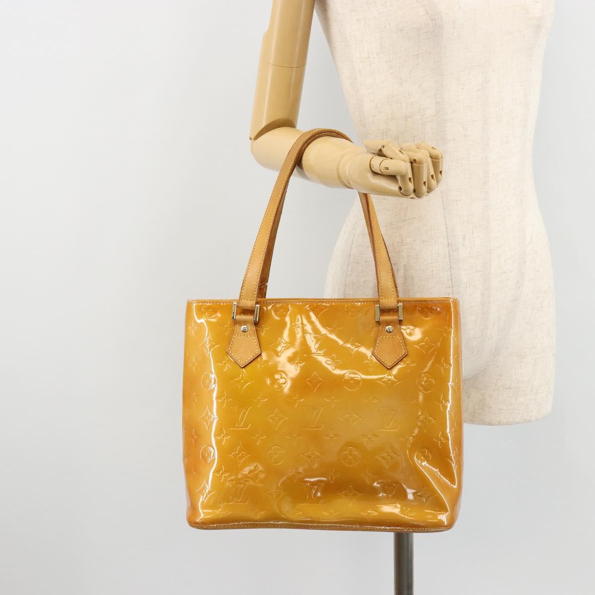 LOUIS VUITTON Monogram Vernis Houston Hand Bag Beige M91004 LV Auth 179151