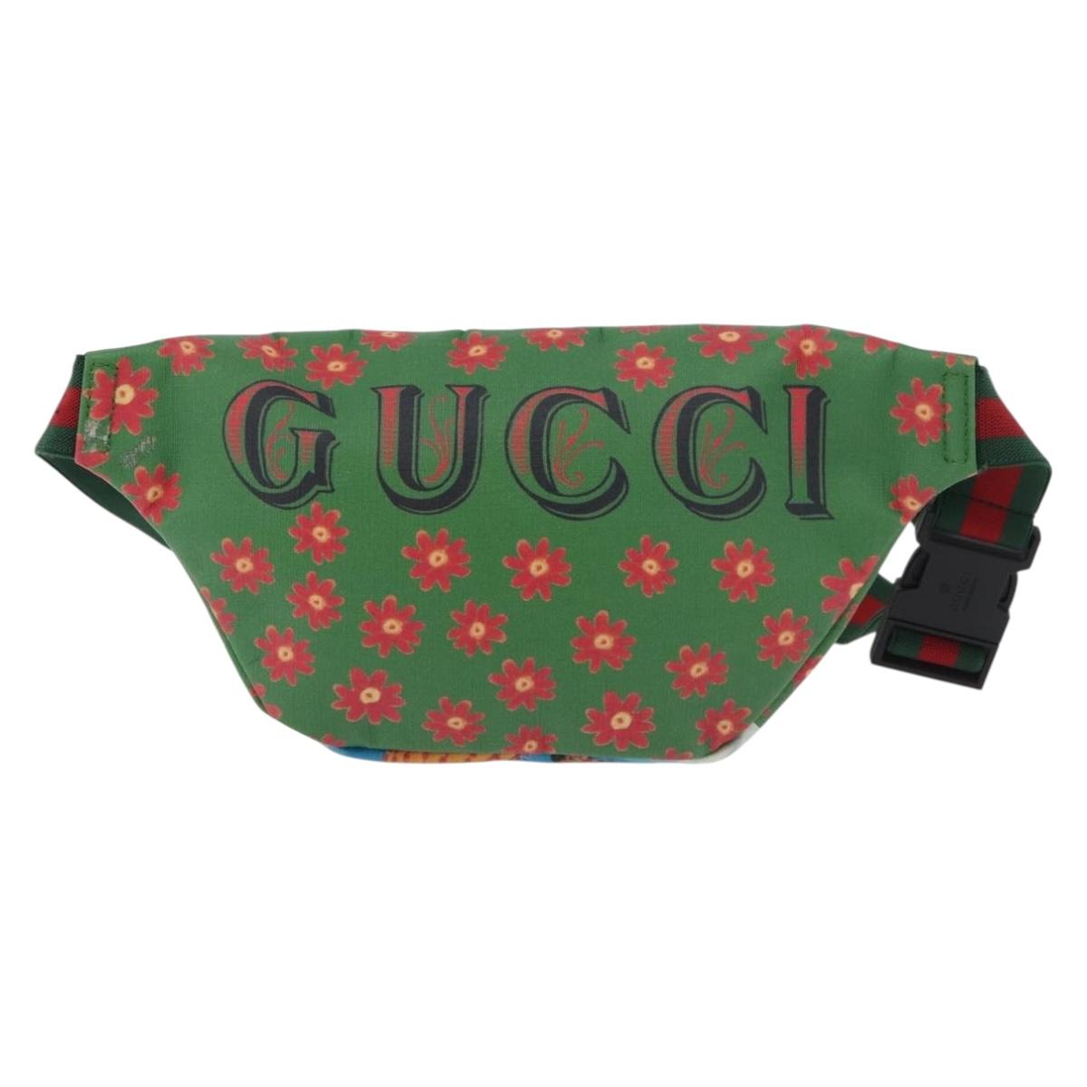 GUCCI Children's Web Sherry Line Bag Coated Canvas Green 502095 Auth 179152A