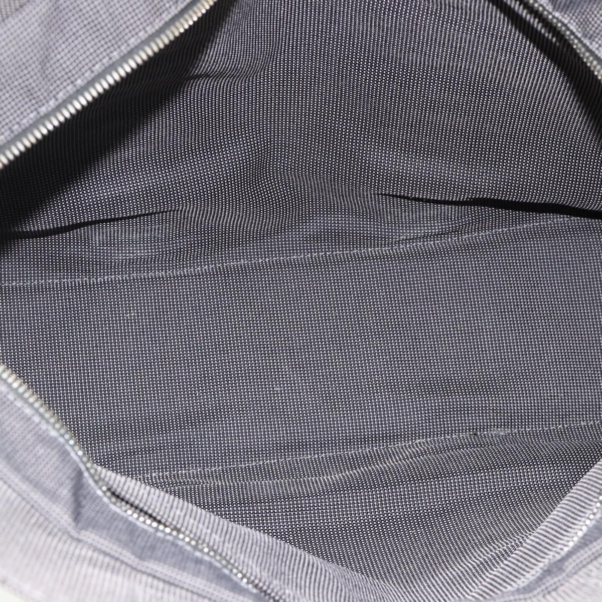 HERMES Her Line MM Hand Bag Canvas Gray Silver Auth 179155A