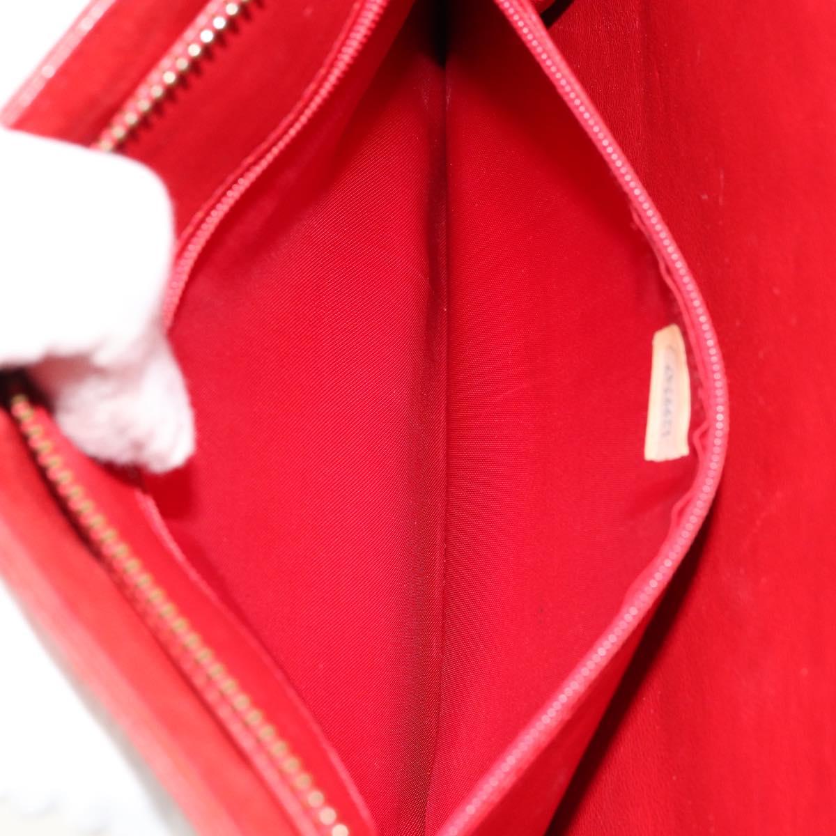 CHANEL Matelasse Chain Shoulder Bag Lamb Skin Red Gold CC Auth 179157A