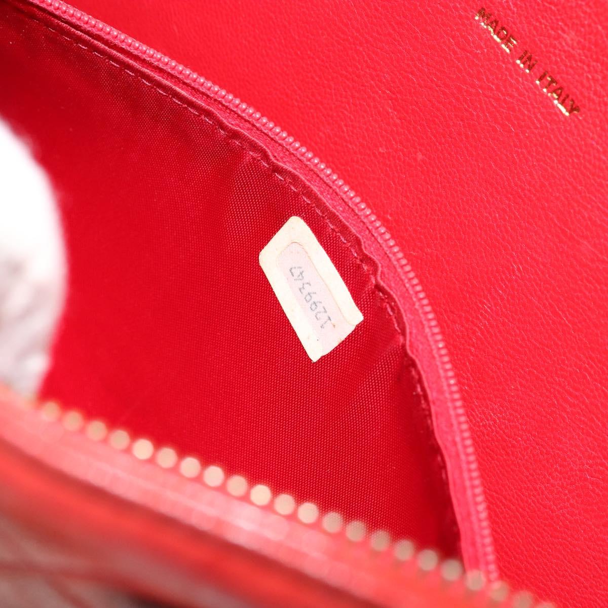 CHANEL Matelasse Chain Shoulder Bag Lamb Skin Red Gold CC Auth 179157A