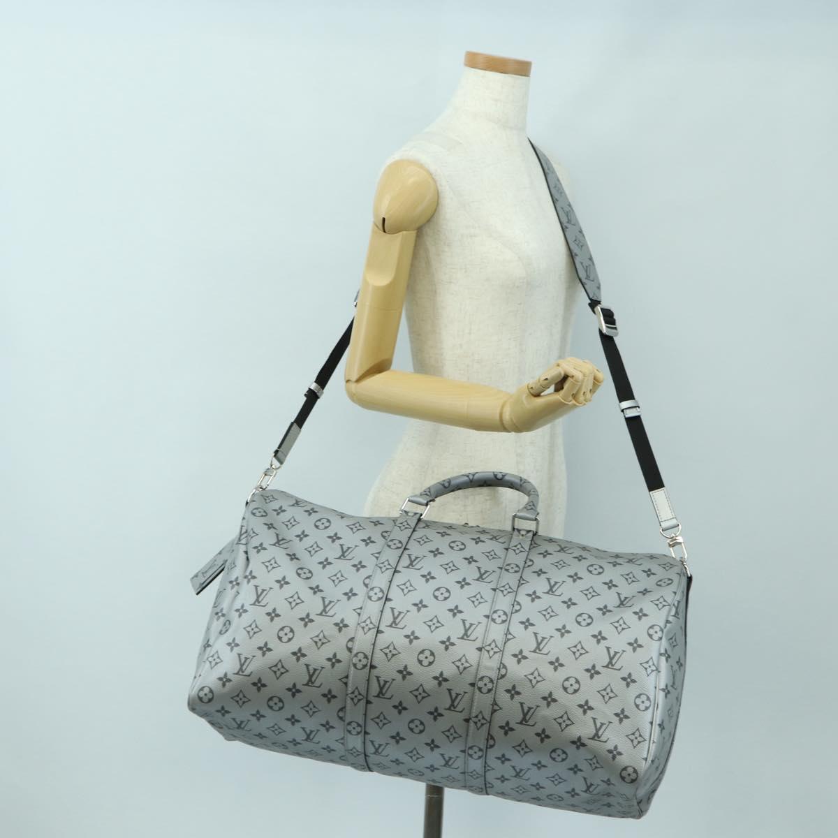 LOUIS VUITTON Monogram Keepall Bandouliere 50 Bag Silver M43848 Auth 179158SAM