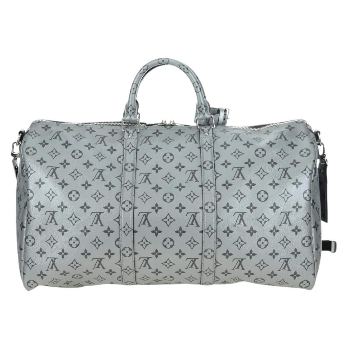 LOUIS VUITTON Monogram Keepall Bandouliere 50 Bag Silver M43848 Auth 179158SAM
