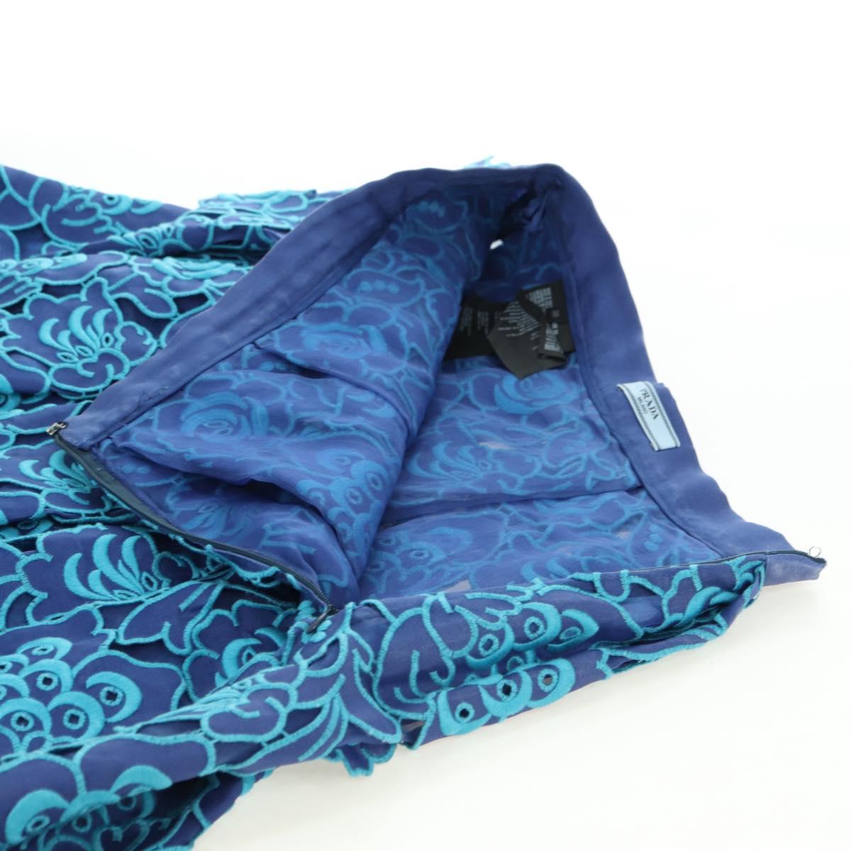 PRADA Skirt Silk Blue Auth 179162A