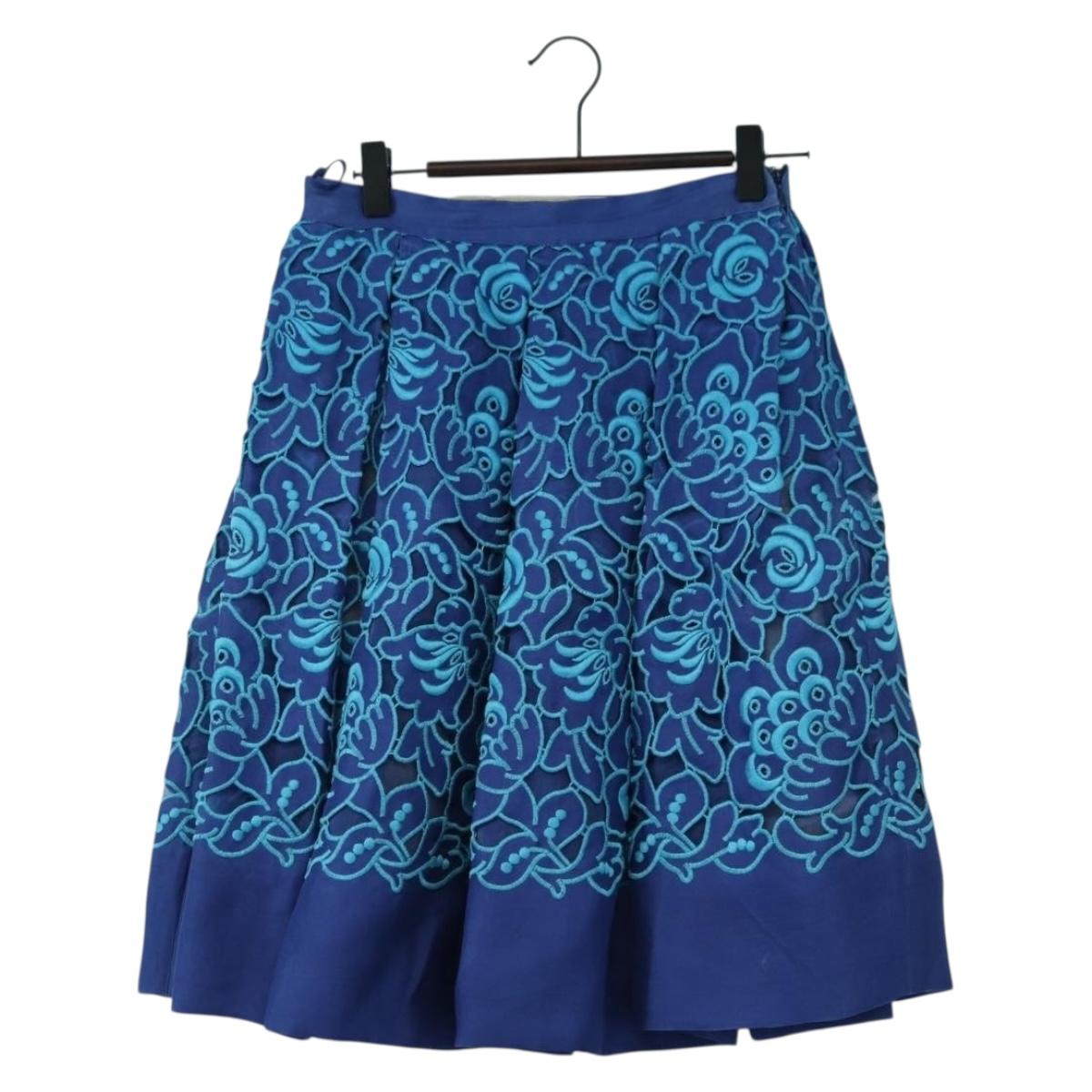 PRADA Skirt Silk Blue Auth 179162A