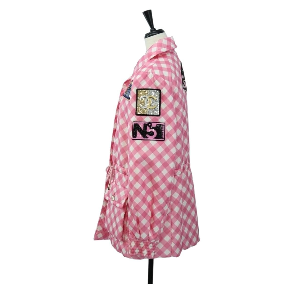 CHANEL Puff Jacket Silk Pink 23C P74093 CC Auth 179165SAM
