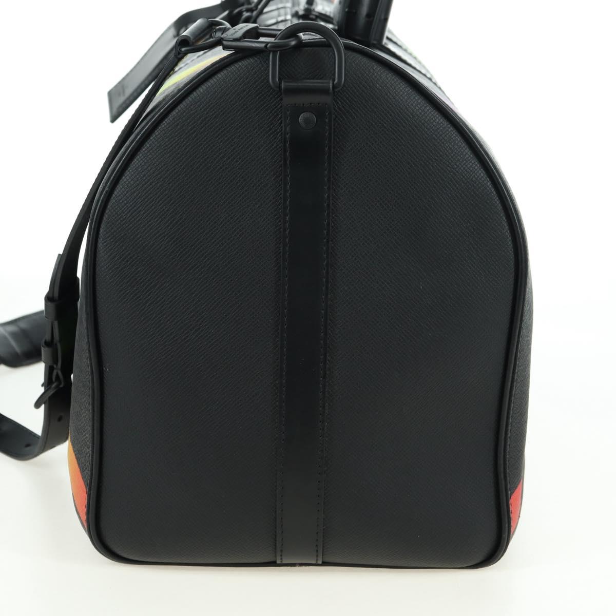 LOUIS VUITTON Taiga Rainbow Keepall Bandouliere 50 Bag Black M30345 Auth 179178V