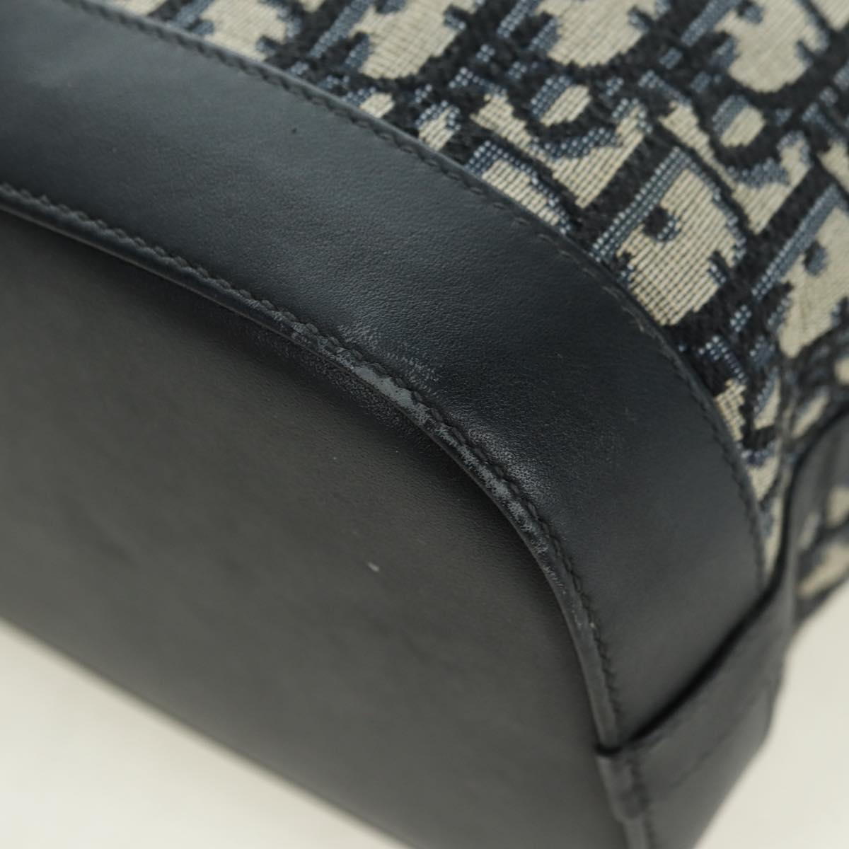 Christian Dior Trotter Canvas Chain Shoulder Bag Navy Gold Auth 179181V