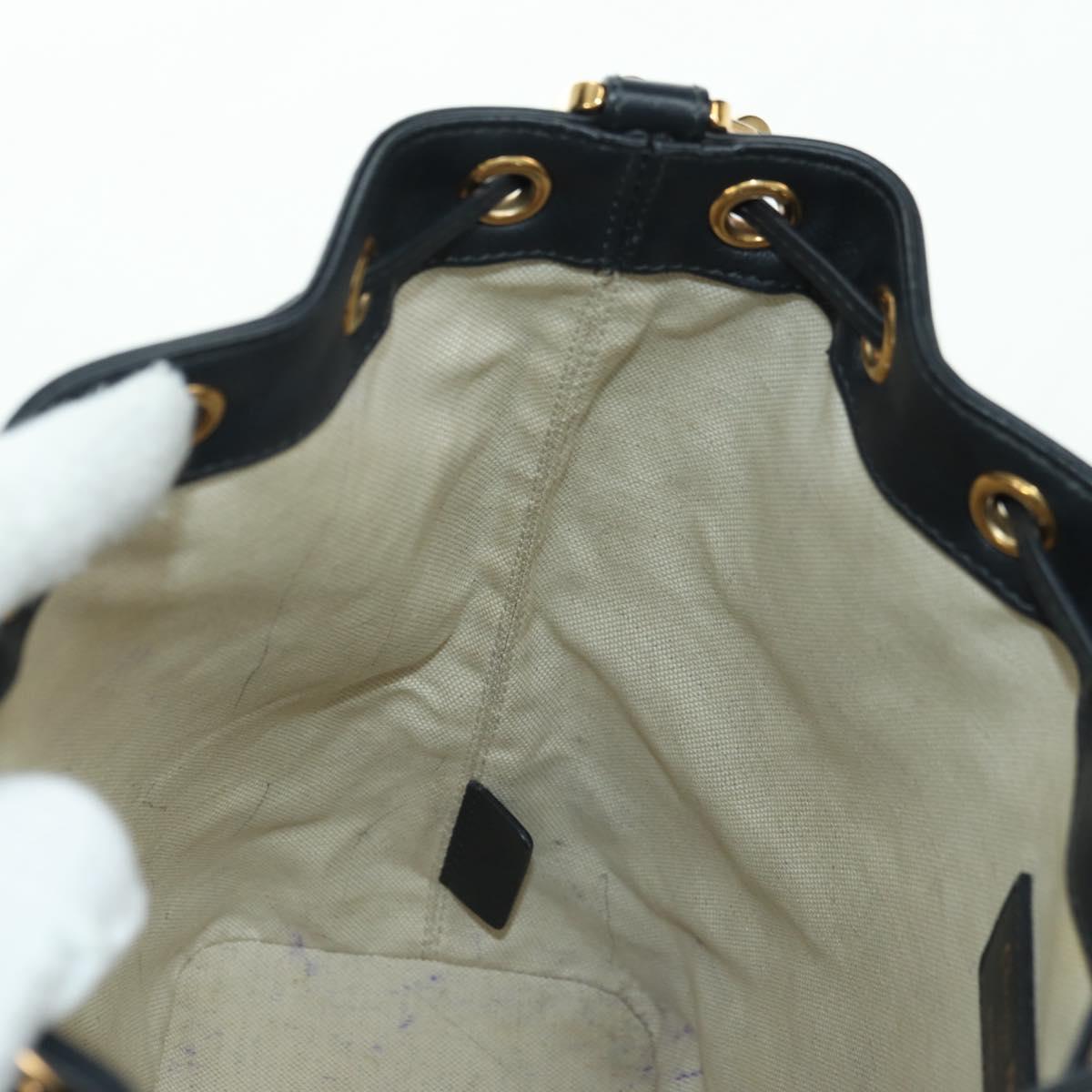 Christian Dior Trotter Canvas Chain Shoulder Bag Navy Gold Auth 179181V