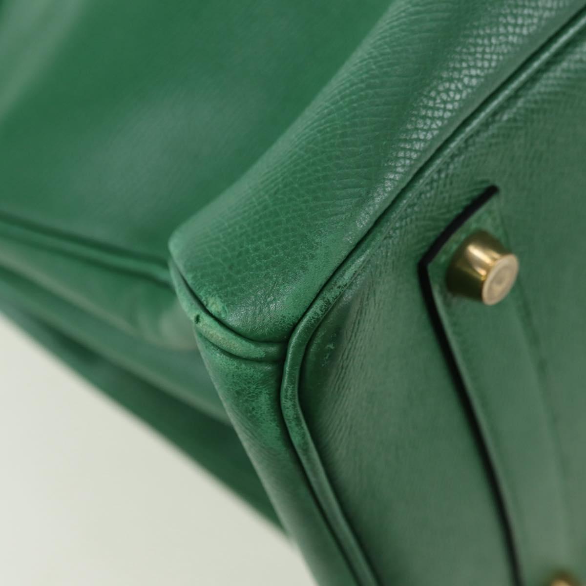 HERMES Birkin 35 Hand Bag Leather Green Gold Auth 179183SAM