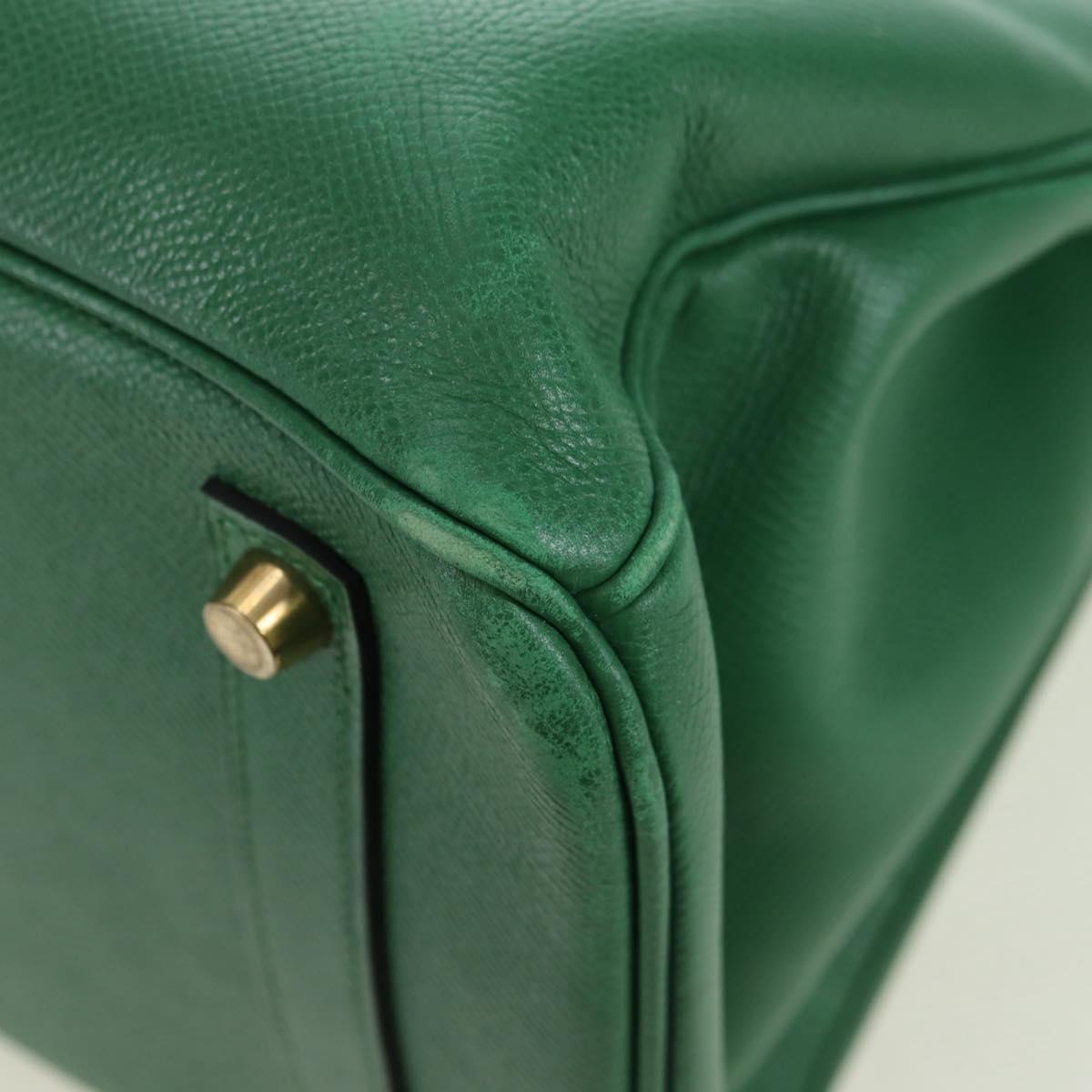 HERMES Birkin 35 Hand Bag Leather Green Gold Auth 179183SAM