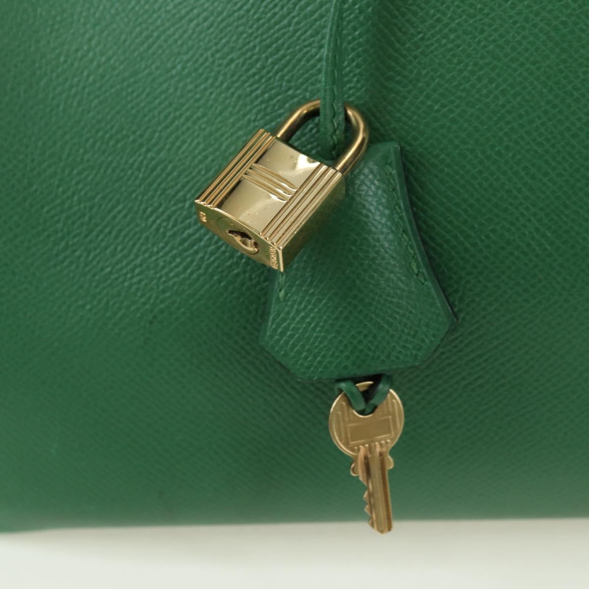 HERMES Birkin 35 Hand Bag Leather Green Gold Auth 179183SAM