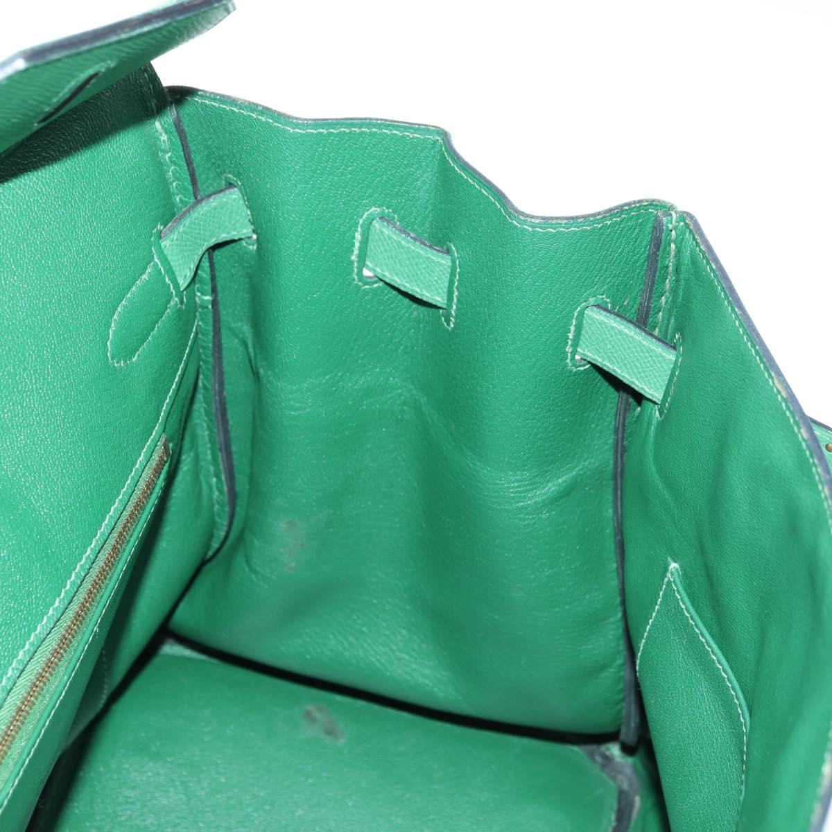 HERMES Birkin 35 Hand Bag Leather Green Gold Auth 179183SAM