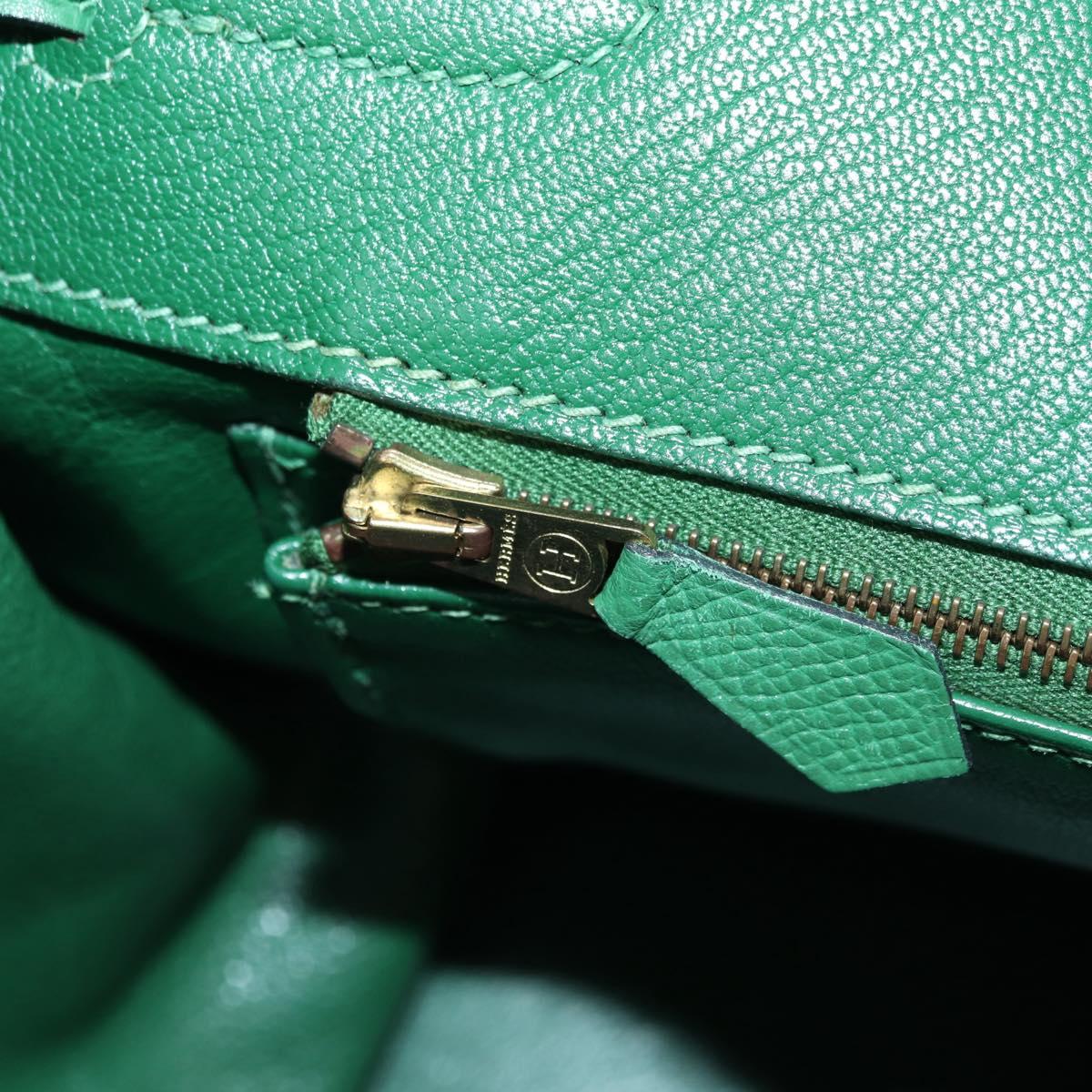 HERMES Birkin 35 Hand Bag Leather Green Gold Auth 179183SAM