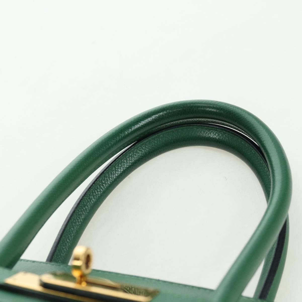 HERMES Birkin 35 Hand Bag Leather Green Gold Auth 179183SAM