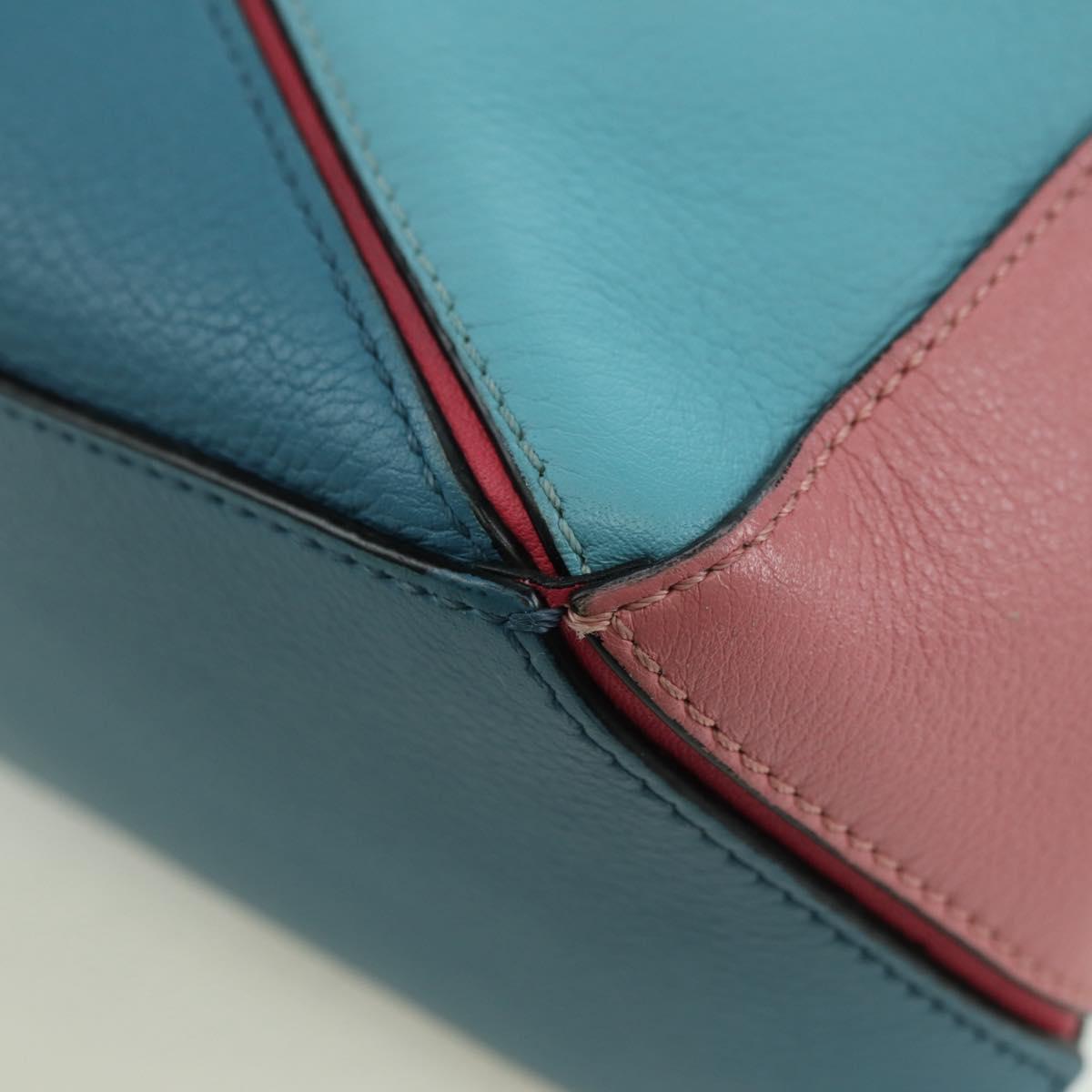 LOEWE Puzzle Bag Small Hand Bag Leather 2way Multicolor Silver Auth 179185SV